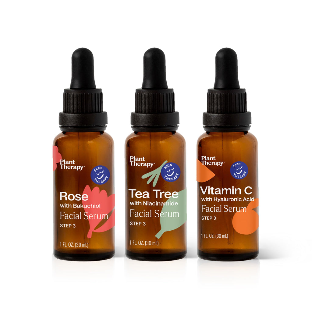 Plant Therapy Facial Serum Trio Set – Rose Bakuchiol, Tea Tree Niacinamide, Vitamin C Hyaluronic Acid