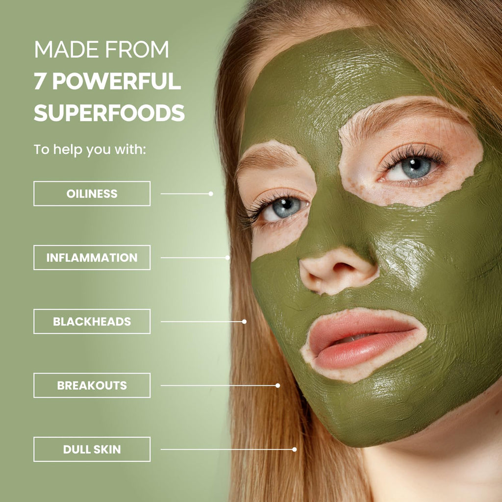 PLANTIFIQUE Korean Skincare Clay Mask – Hydrating Avocado & Superfoods, Vegan (Pack of 2)
