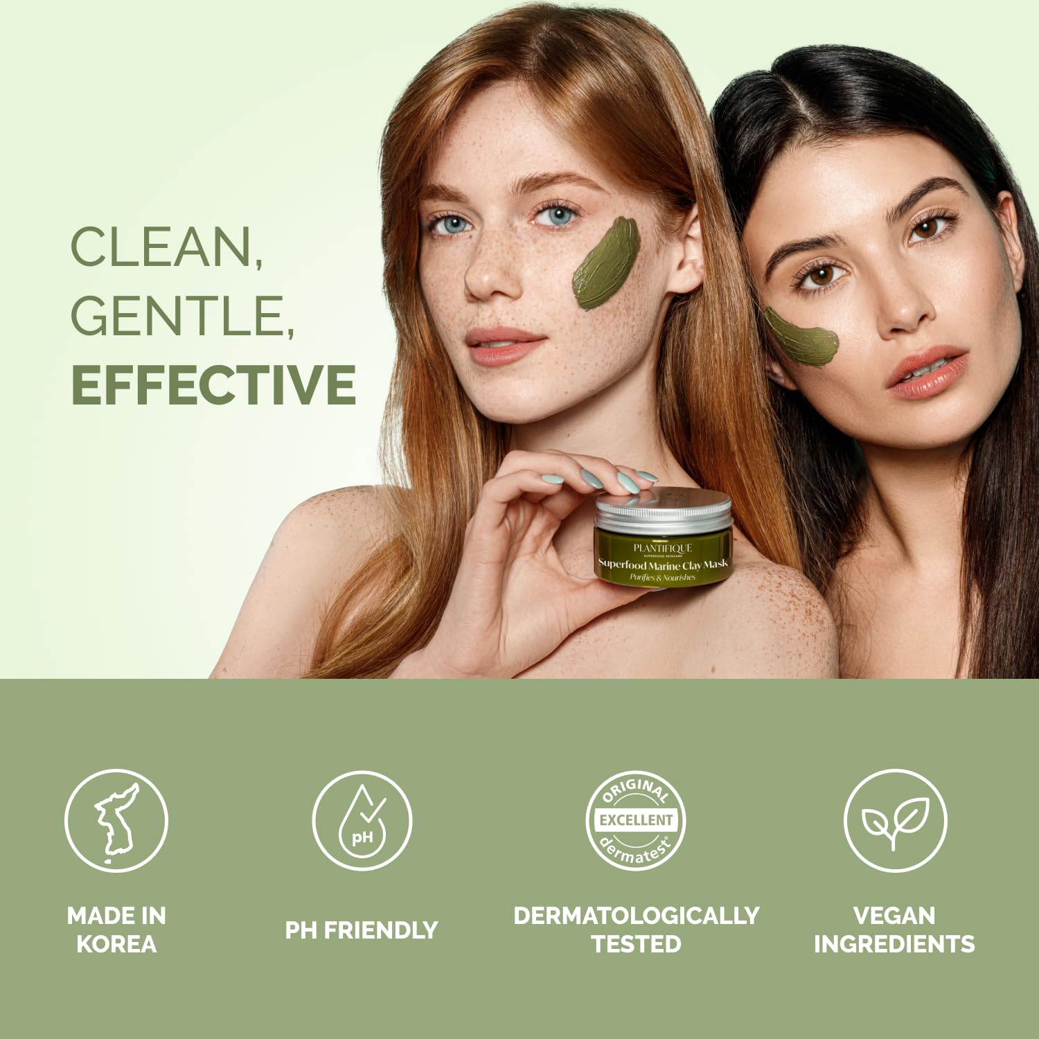 PLANTIFIQUE Korean Skincare Clay Mask – Hydrating Avocado & Superfoods, Vegan (Pack of 2)