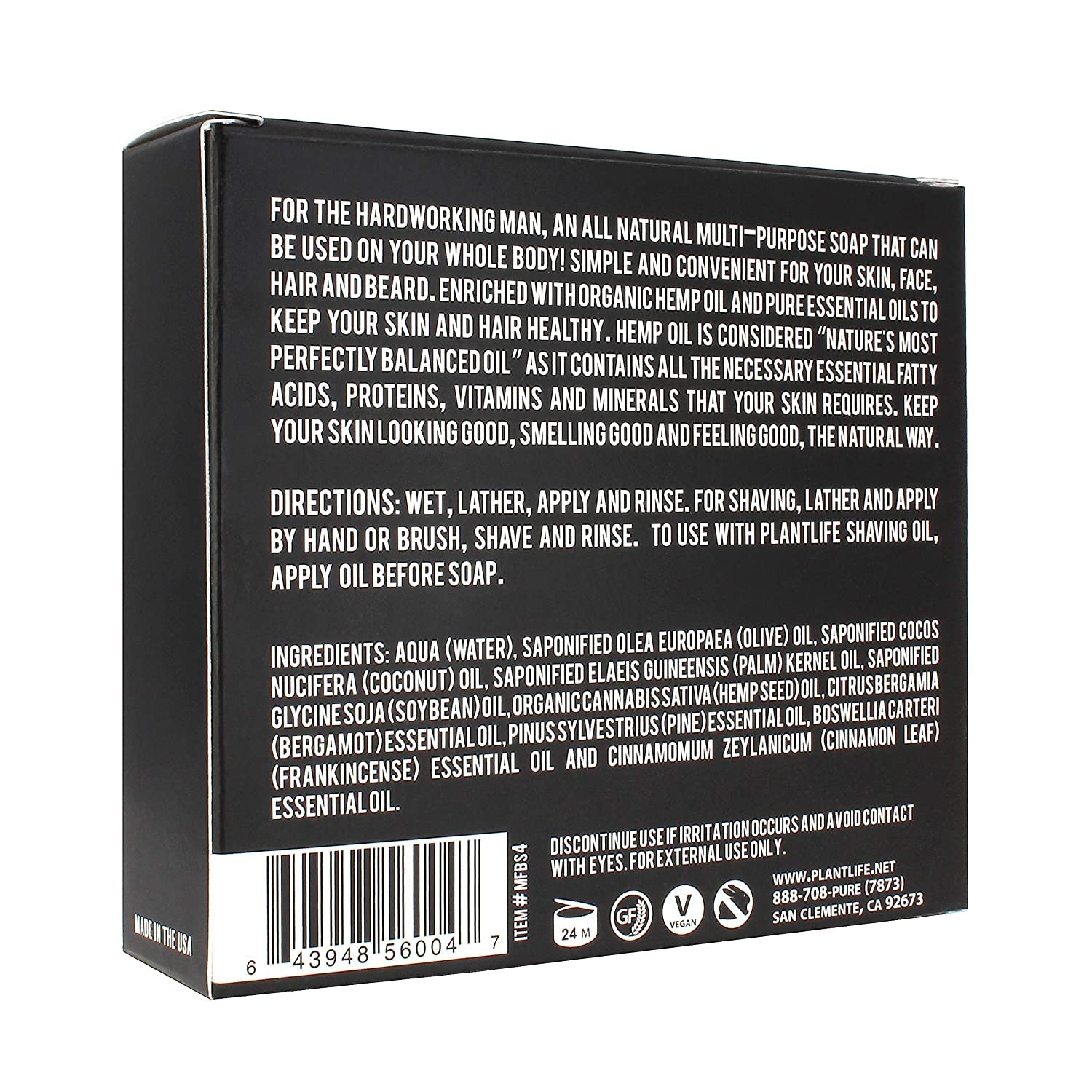 Plantlife Man and Nature All-N-1 6-Bar Soap Pack - Moisturizing & Handcrafted in California