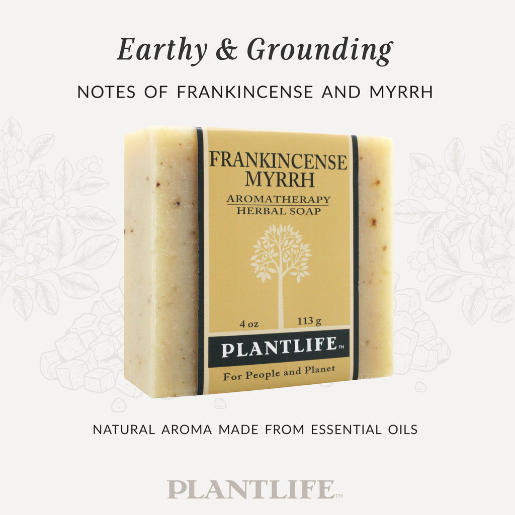 Plantlife Frankincense & Myrrh 3-Pack Bar Soap | Moisturizing, Plant-Based, California Made