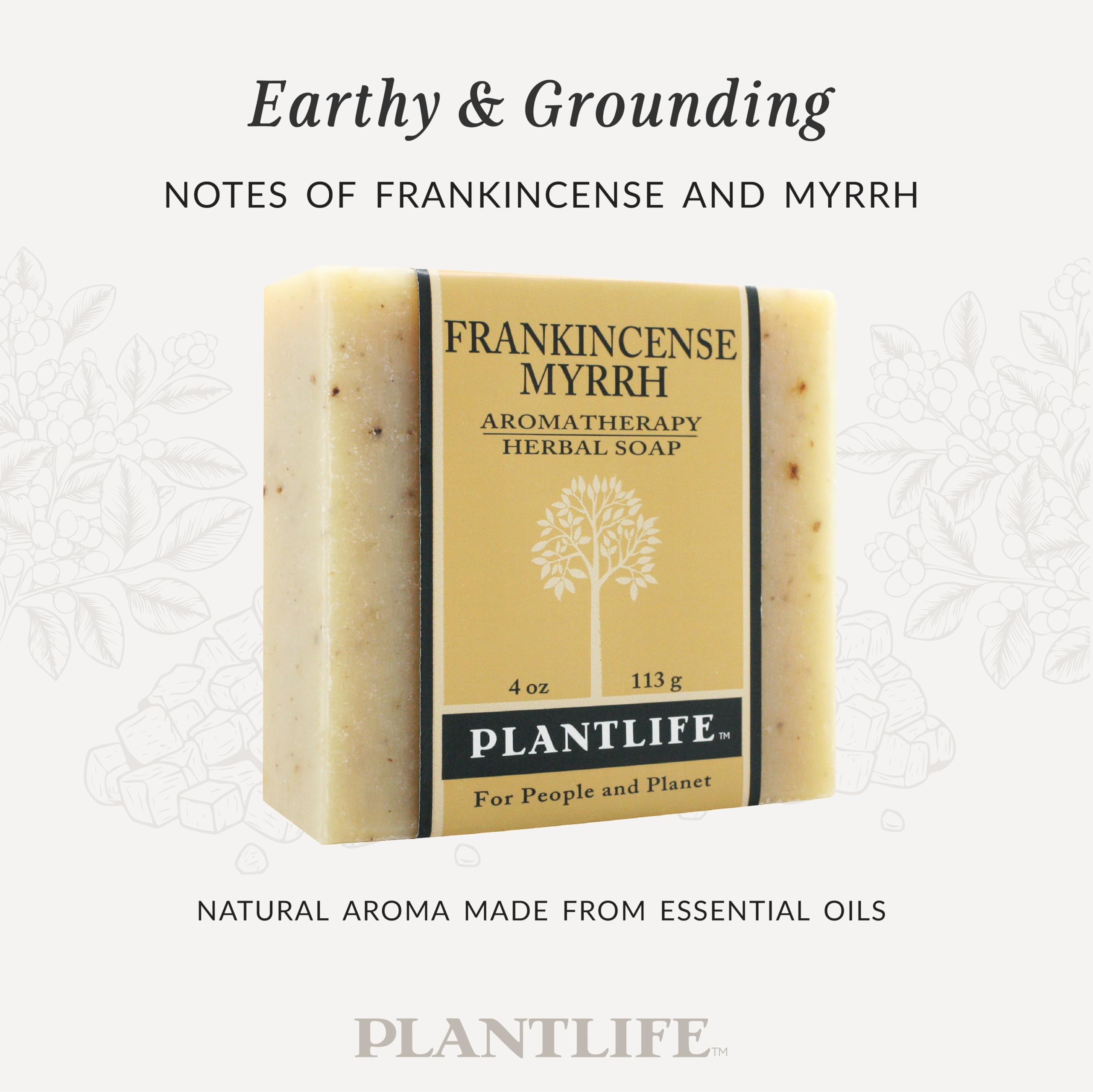 Plantlife Frankincense & Myrrh 3-Pack Bar Soap | Moisturizing, Plant-Based, California Made