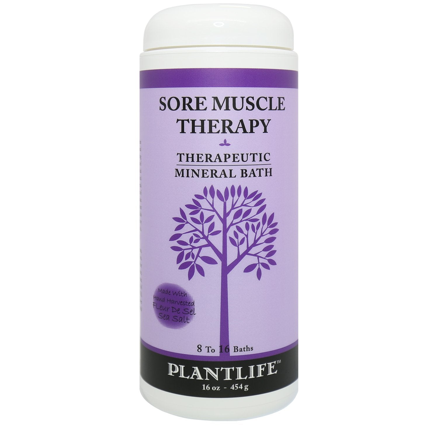 Plantlife Sore Muscle Therapy Bath Salts — Balance, Calm & Release Tension (16 oz) | Made in California
