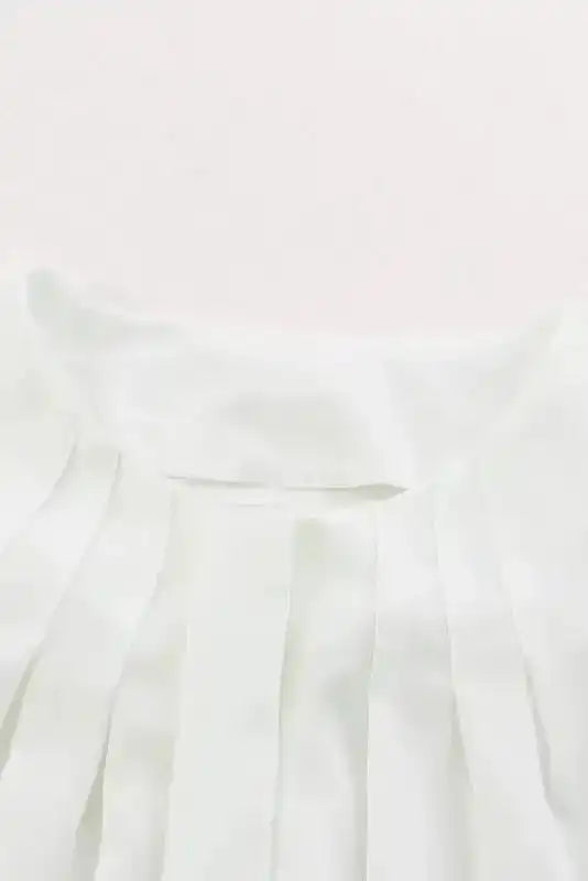 Pleated Neck Stretch Cuff Shirt