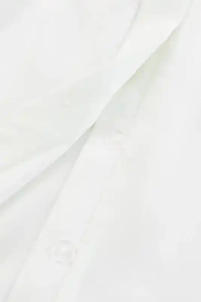 Pleated Neck Stretch Cuff Shirt