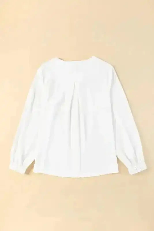 Pleated Neck Stretch Cuff Shirt