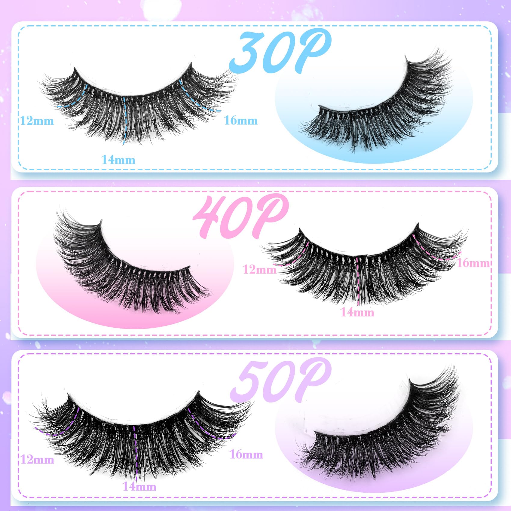 Pleell Wispy Lash Clusters 30D+40D+50D Natural Eyelash Clusters 12-16MM Fluff Eyelashes Cluster Eyelash Extensions 264 Pcs Individual Lashes Clusters D Curly Soft Reusable Diy Lash Extension by Pleell