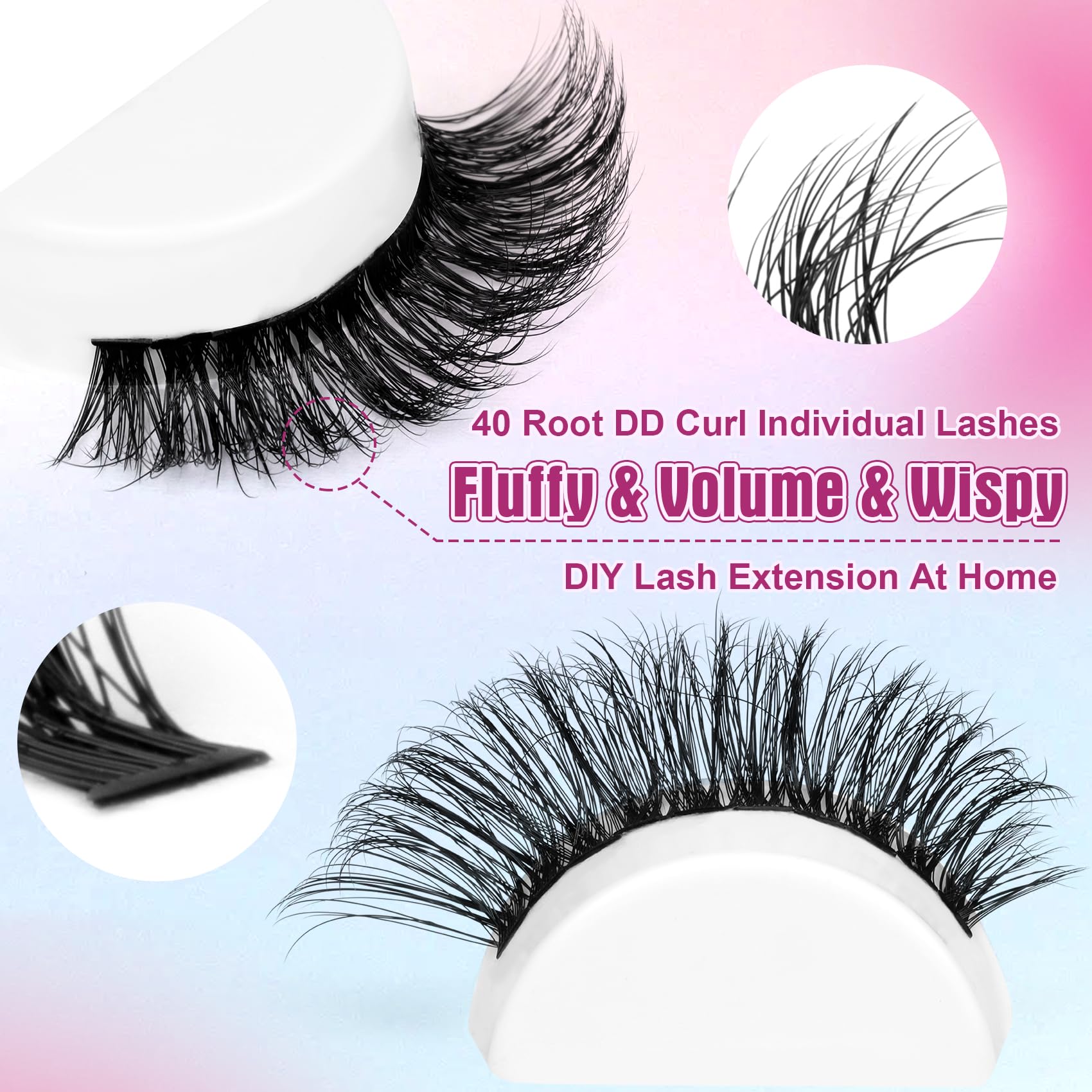 Pleell Lash Clusters 330Pcs – 6D Fluffy DIY Volume Lashes, D-Curve (40D)