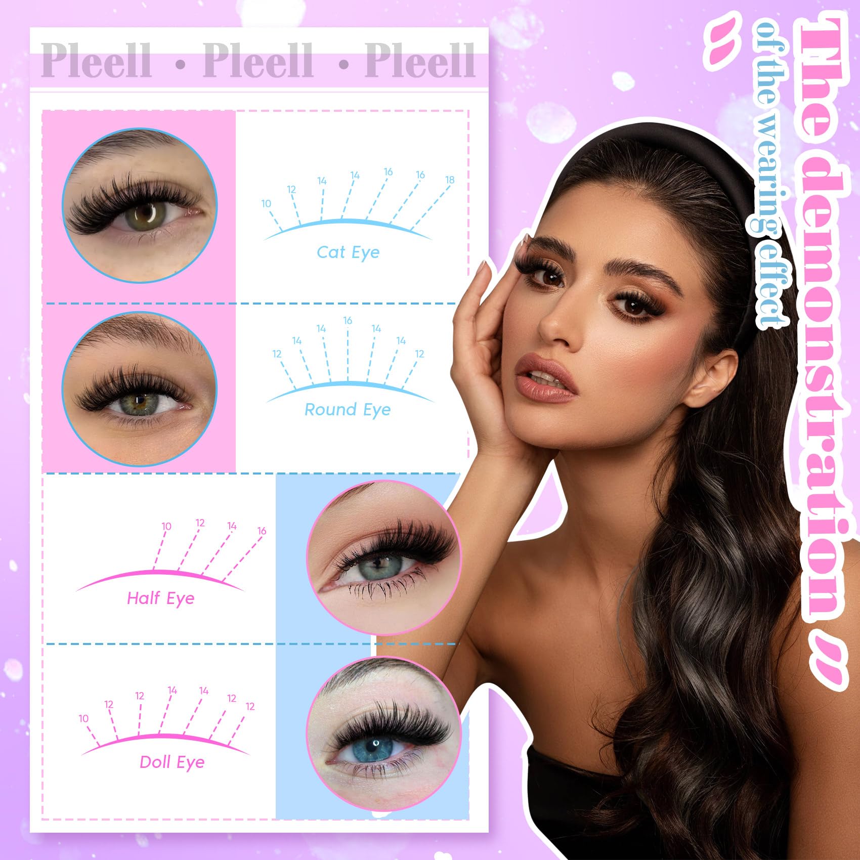 Pleell Wispy Lash Clusters 30D+40D+50D Natural Eyelash Clusters 12-16MM Fluff Eyelashes Cluster Eyelash Extensions 264 Pcs Individual Lashes Clusters D Curly Soft Reusable Diy Lash Extension by Pleell