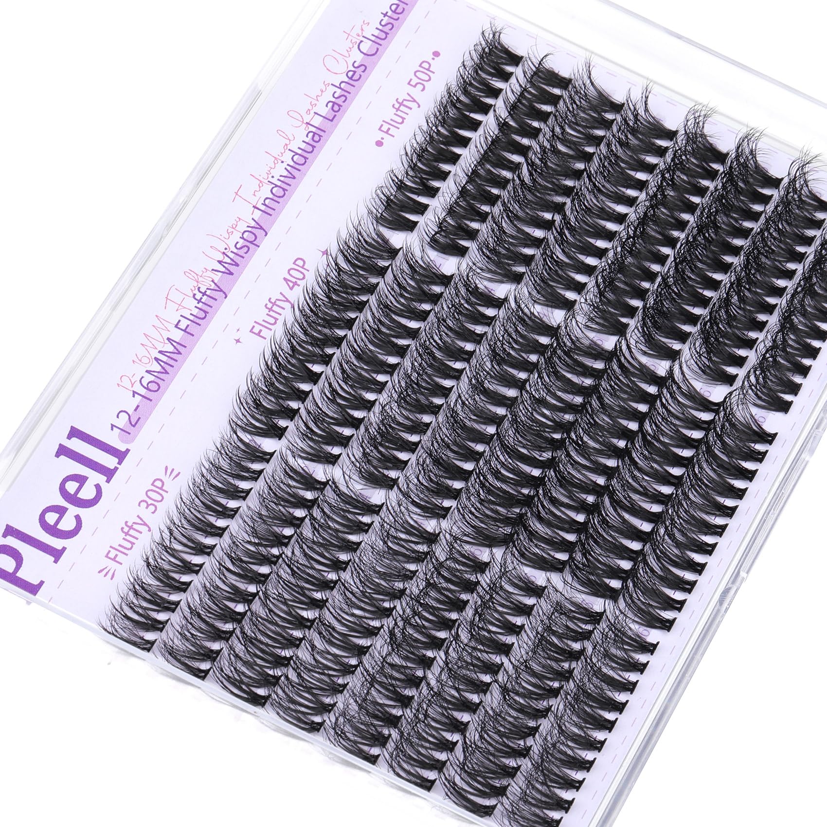 Pleell Wispy Lash Clusters 30D+40D+50D Natural Eyelash Clusters 12-16MM Fluff Eyelashes Cluster Eyelash Extensions 264 Pcs Individual Lashes Clusters D Curly Soft Reusable Diy Lash Extension by Pleell