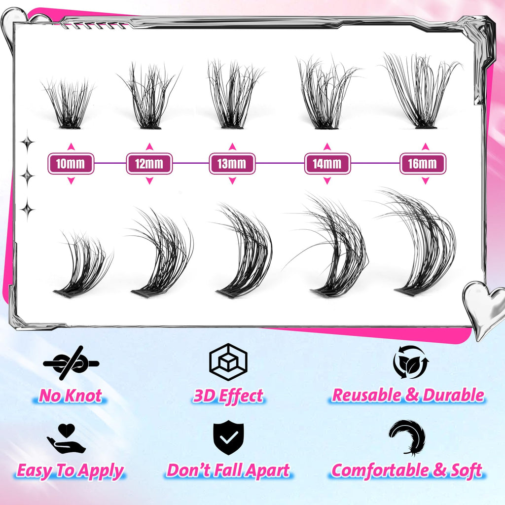 Pleell Lash Clusters 330Pcs – 6D Fluffy DIY Volume Lashes, D-Curve (40D)