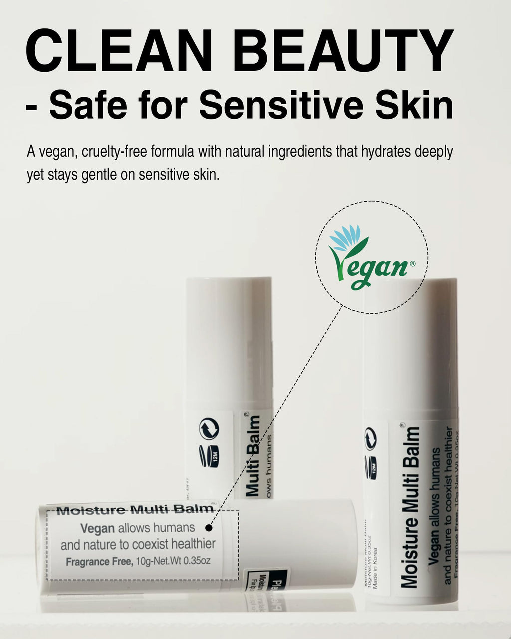 Pleuvoir Korean Moisture Multi Balm Fragrance-Free – Lip & Dry Skin Care with Sunflower Seed Oil & Shea Butter | Vegan K-Beauty 0.35oz