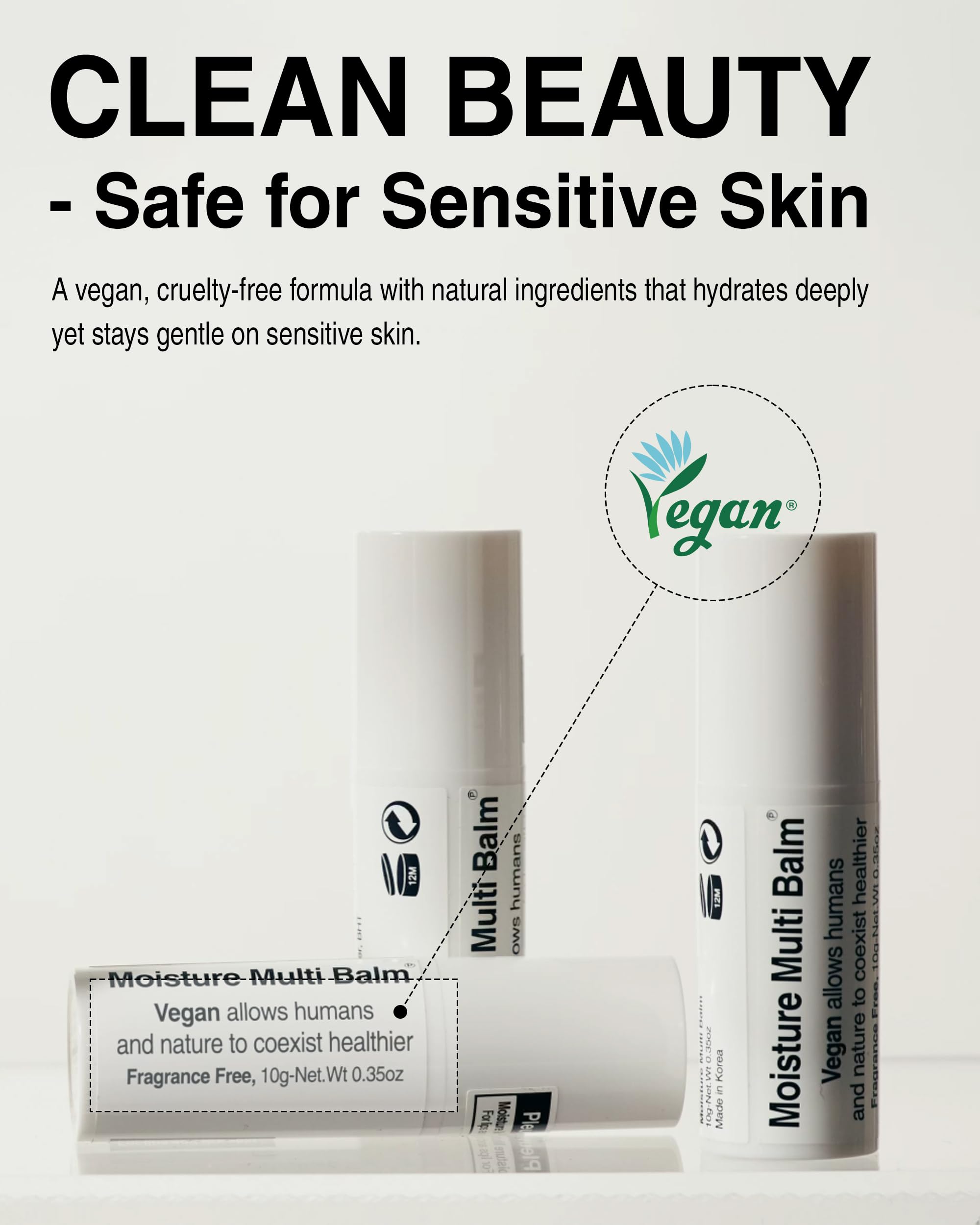 Pleuvoir Korean Moisture Multi Balm Fragrance-Free – Lip & Dry Skin Care with Sunflower Seed Oil & Shea Butter | Vegan K-Beauty 0.35oz