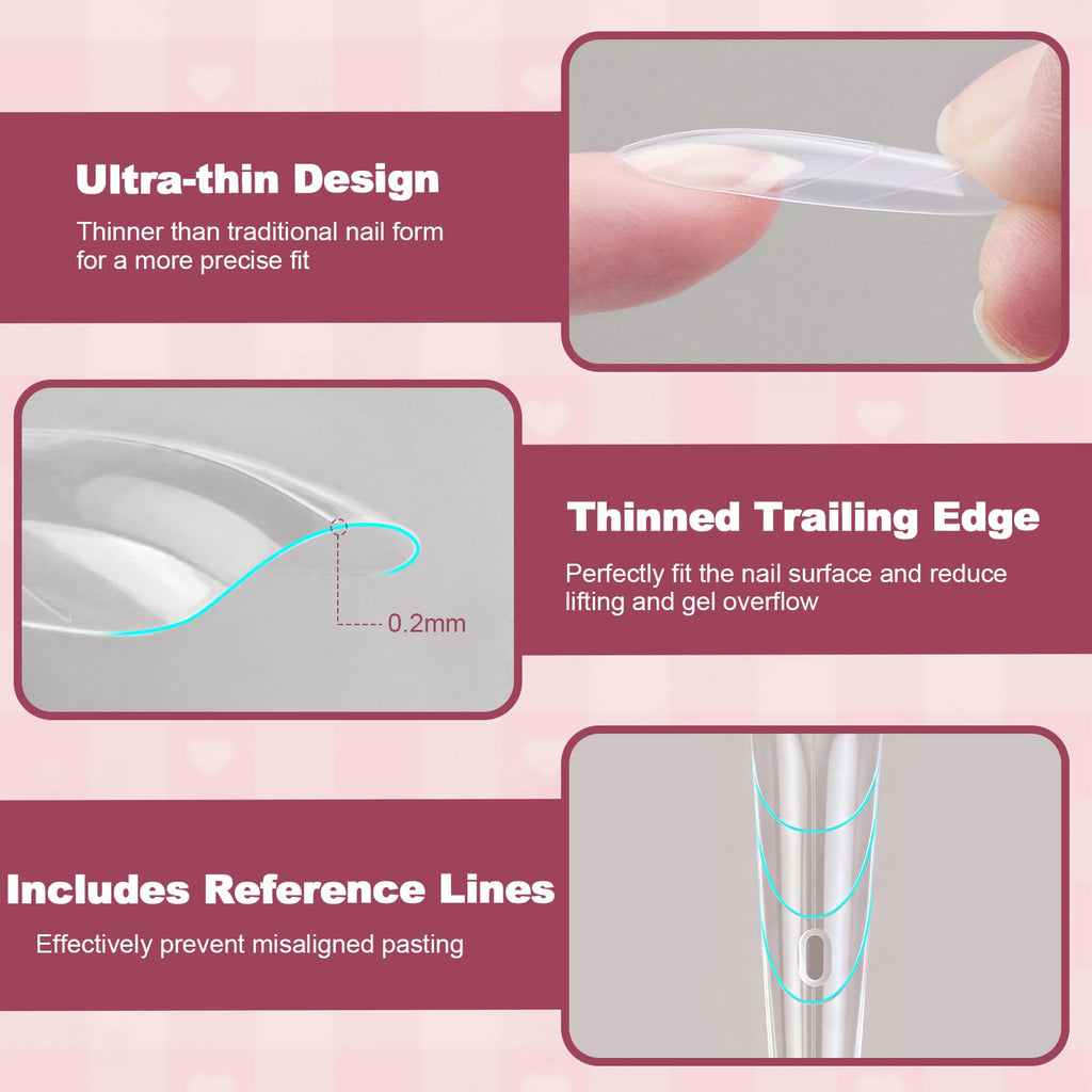 Plman 240 PCS Sandwich Nail Dual Forms – Polygel & Builder Gel Extension Kit (14 Sizes, Trapezoidal)