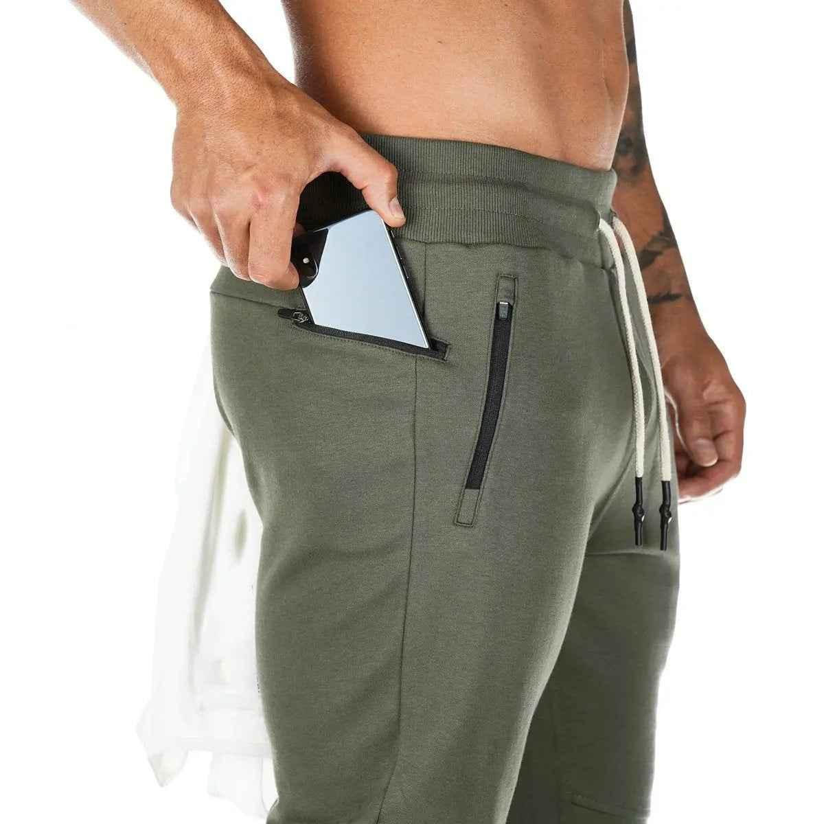 Plus size Jogger Pants Workout Gym sweat trouser Side Zipper Pockets Slim Fit trousers for men