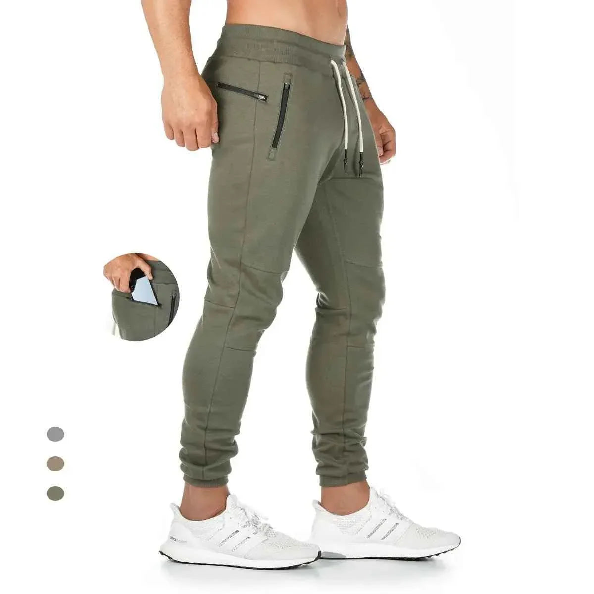 Plus size Jogger Pants Workout Gym sweat trouser Side Zipper Pockets Slim Fit trousers for men