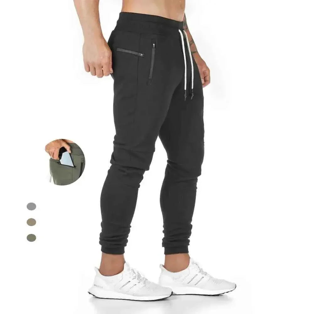 Plus size Jogger Pants Workout Gym sweat trouser Side Zipper Pockets Slim Fit trousers for men