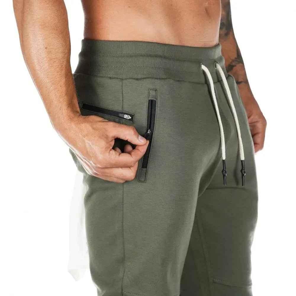 Plus size Jogger Pants Workout Gym sweat trouser Side Zipper Pockets Slim Fit trousers for men