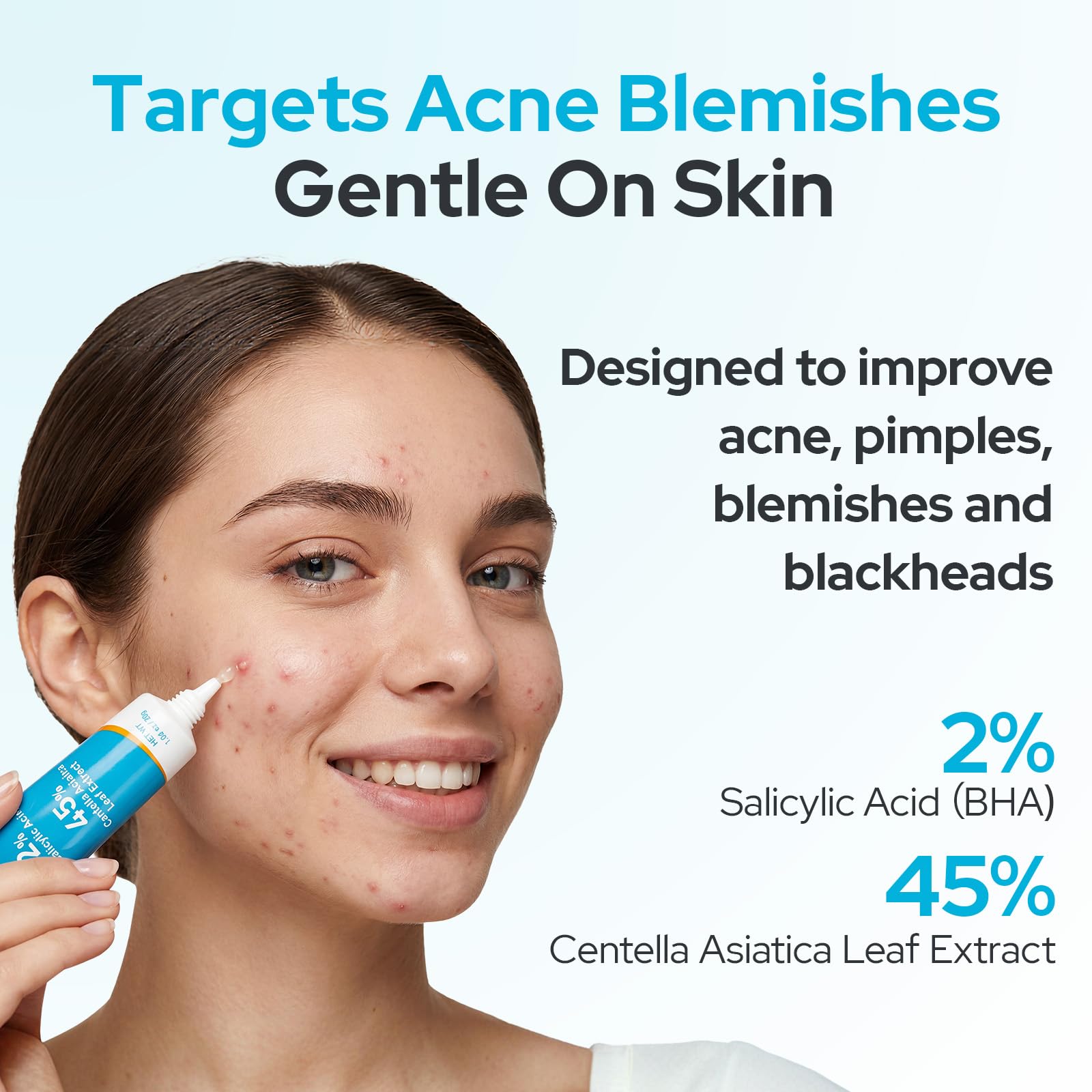 +1HEROLABS 2% Salicylic Acid Gel Serum — 45% Centella Asiatica, Pore Clarifying & Oil Balancing (Fragrance-Free)