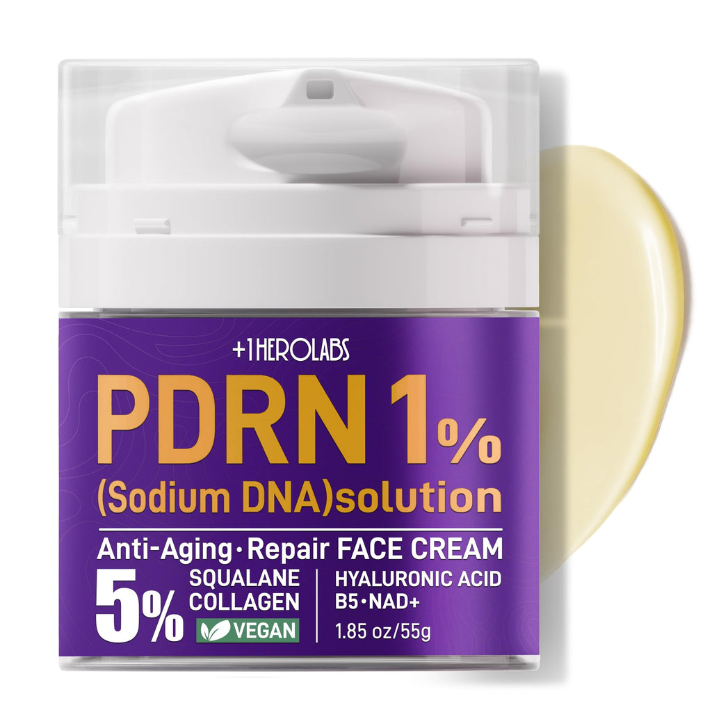 +1HEROLABS PDRN Anti-Aging Face Moisturizer Cream – 5% Squalane, 100% Pure Salmon PDRN, Hyaluronic Acid & B5