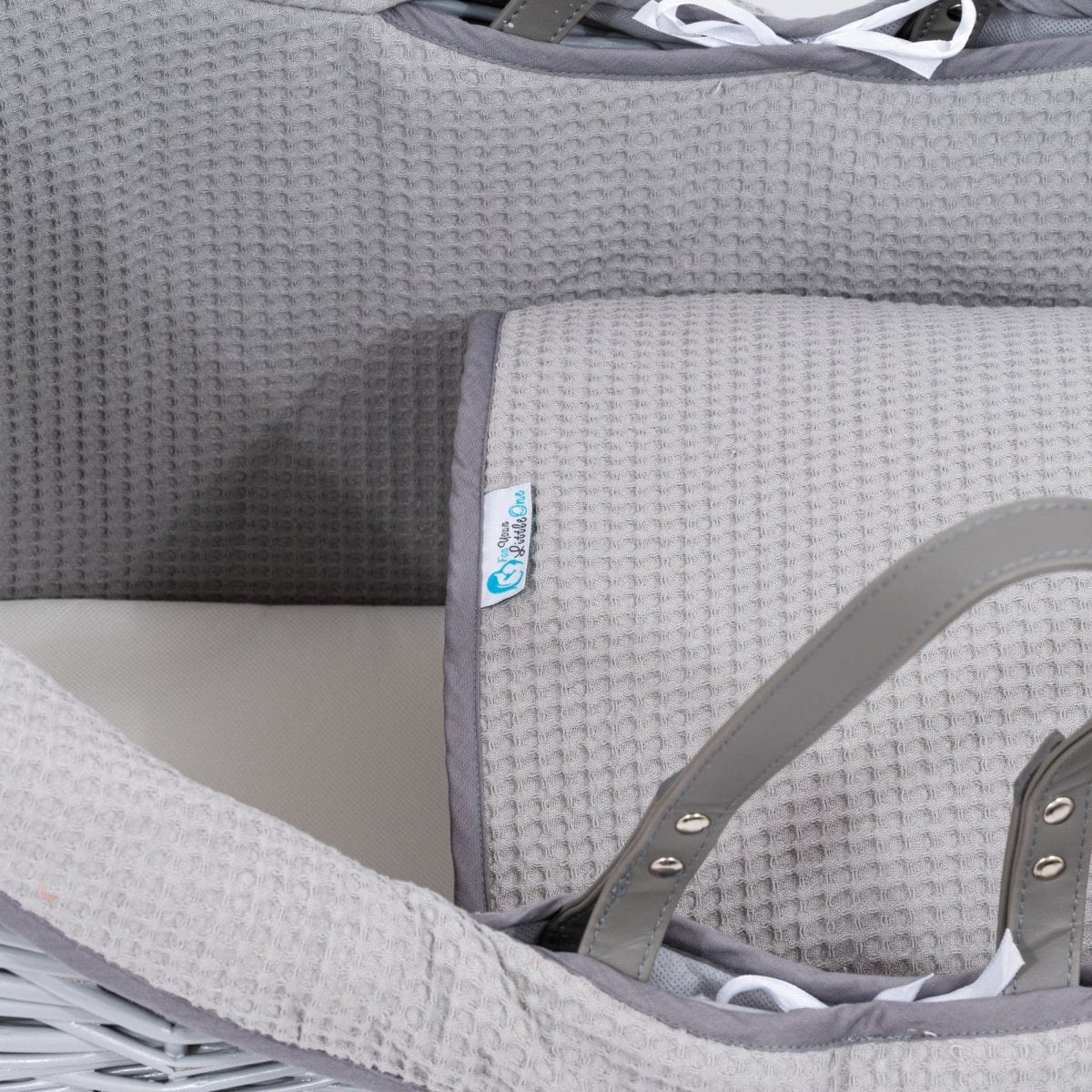 Pod Grey Waffle Moses Basket Bedding Set (Basket Not Included!)