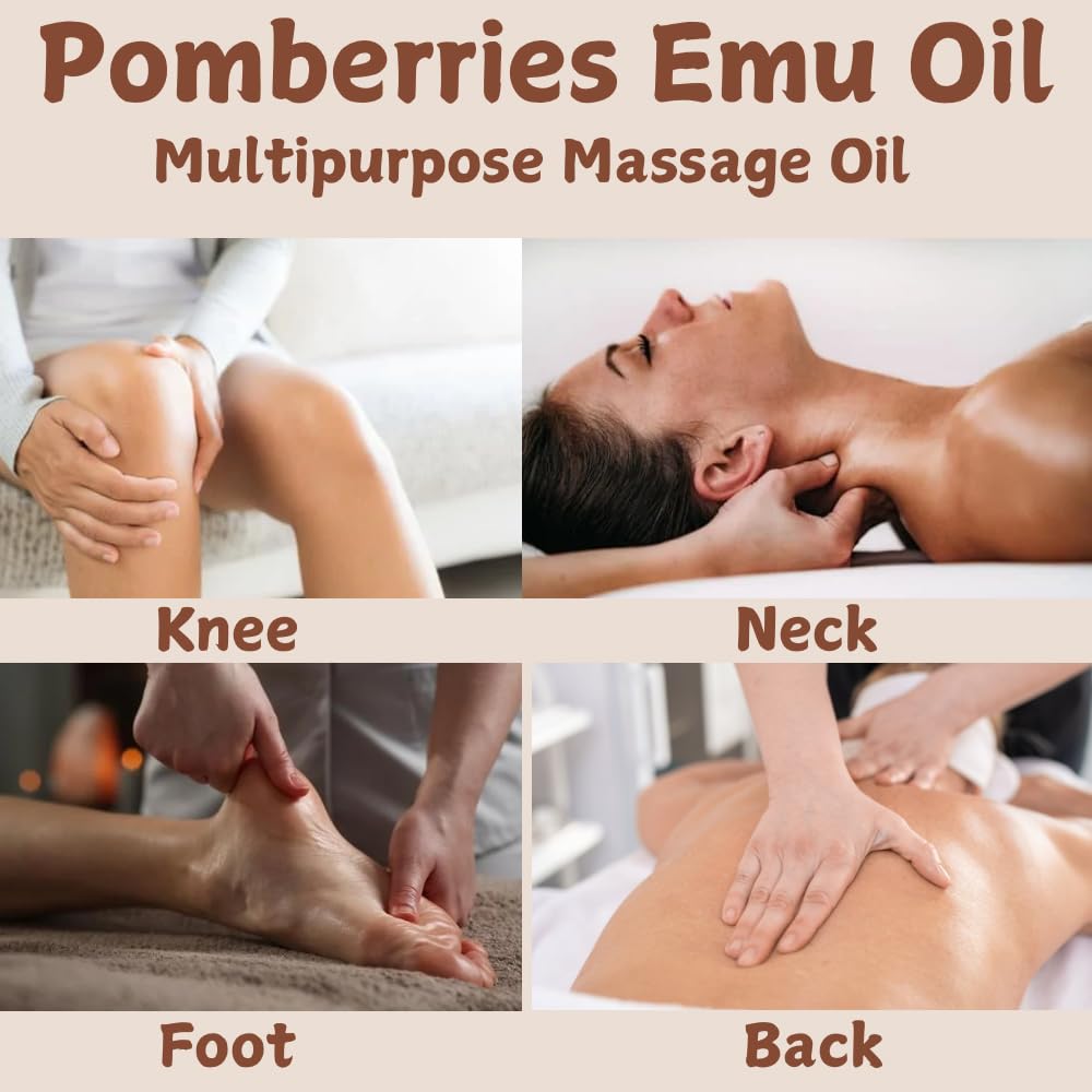 Pomberries Emu Oil - 100% Pure Australian Emu Oil, Refined & Unscented (4 oz)