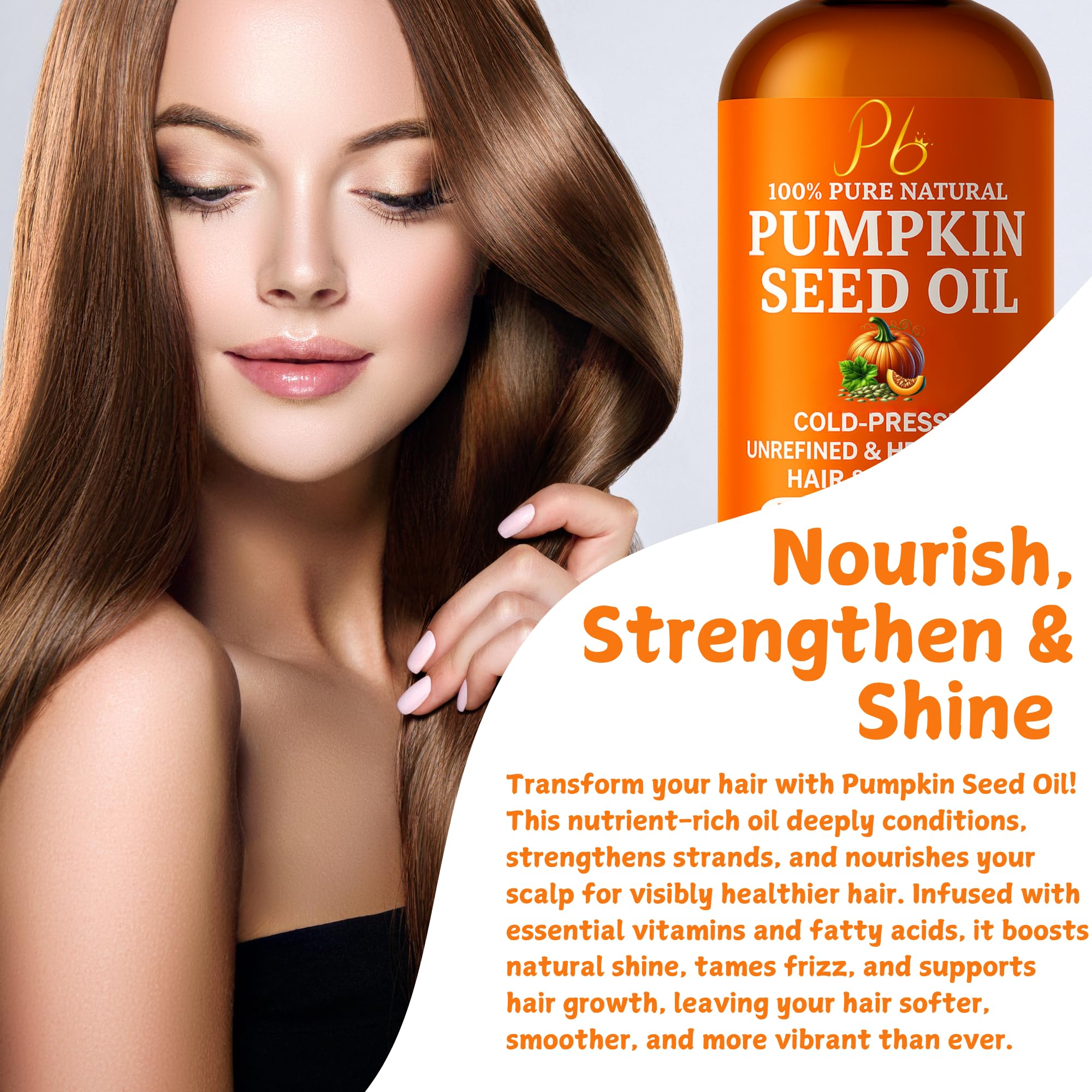 Pomberries Pumpkin Seed Oil – Cold-Pressed & 100% Pure, 4 oz Glass Bottle