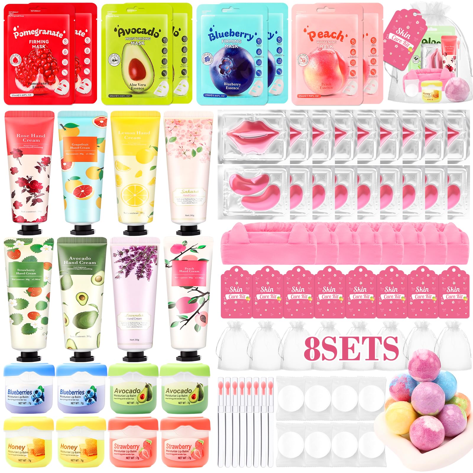 Ponhey 88 PCS Spa Party Supplies – Spa Favors with Masks, Hand Cream, Lip Balm & Foot Bath Bombs