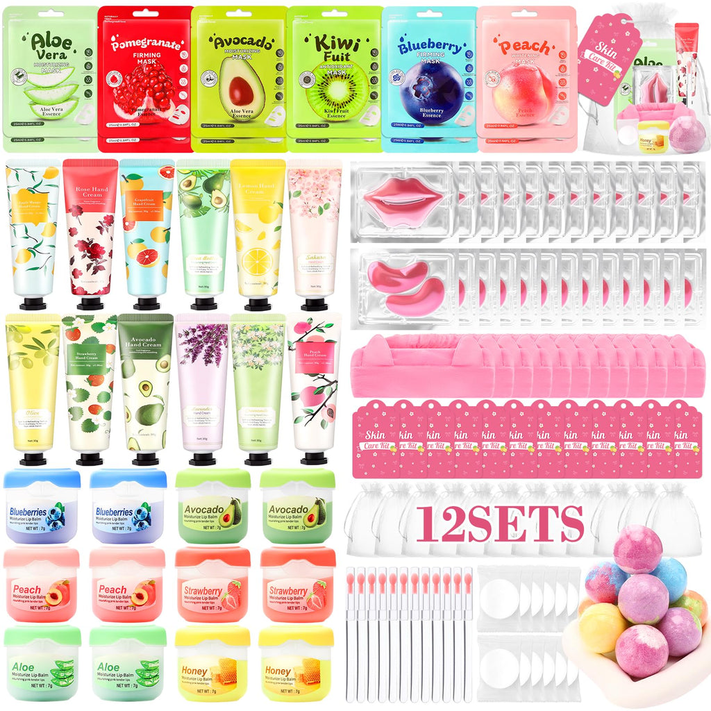 Ponhey 132 PCS Spa Party Supplies - Facial Masks, Lip Care & Foot Bath Bombs