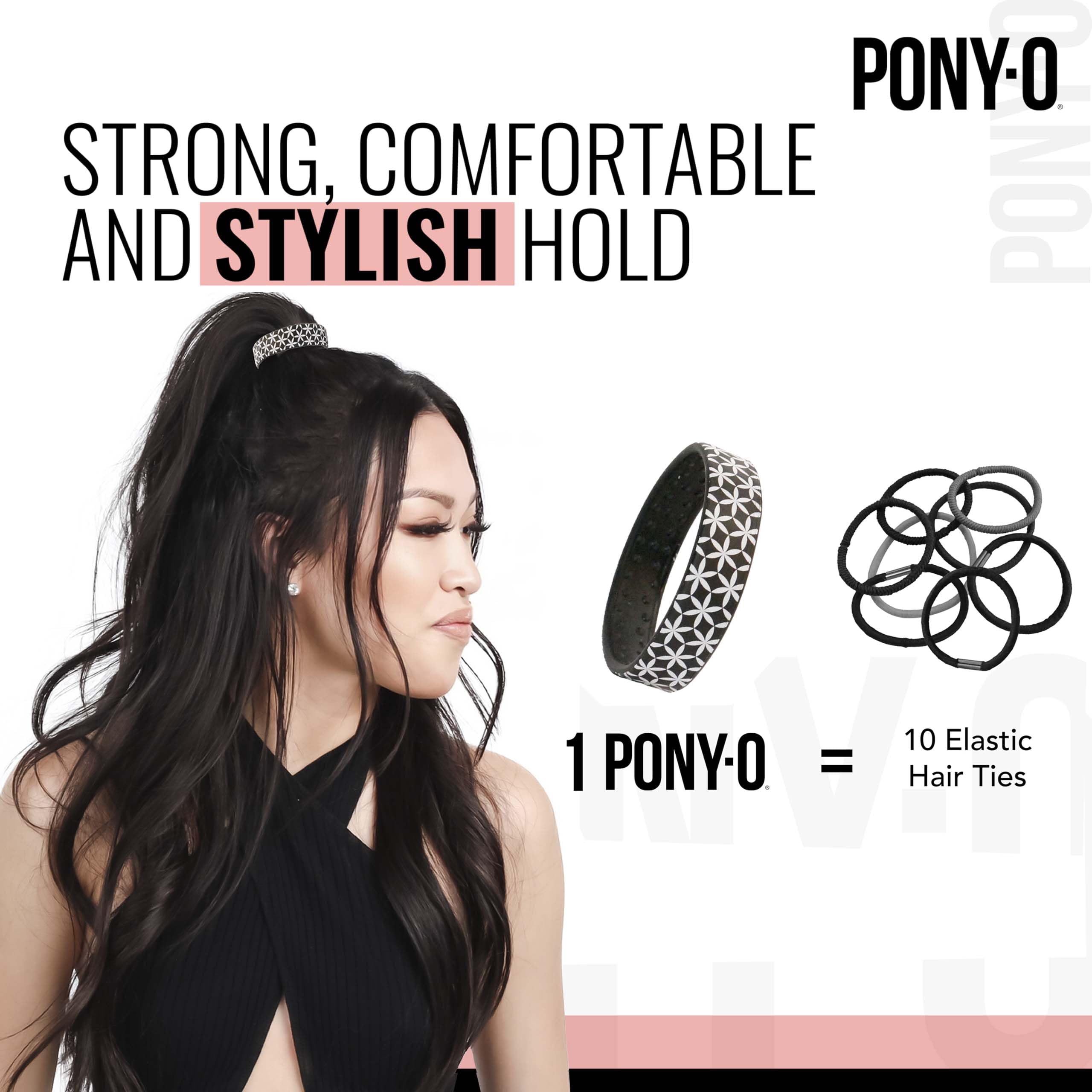 PONY-O 2 Large Bendable Hair Ties – Secure, Gentle Hold for Thick Hair (Copper Core)