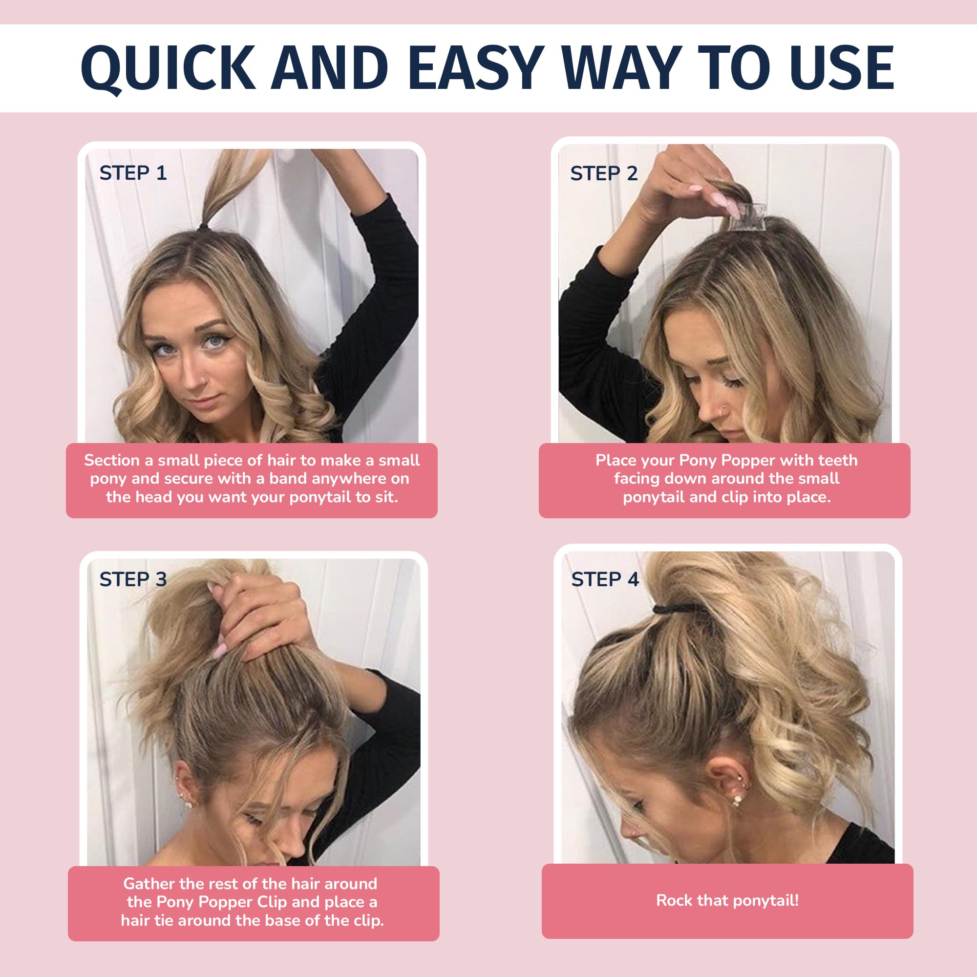 Pony Popper Clip – High Ponytail Holder for Voluminous Styles | Secure, Lightweight & Versatile