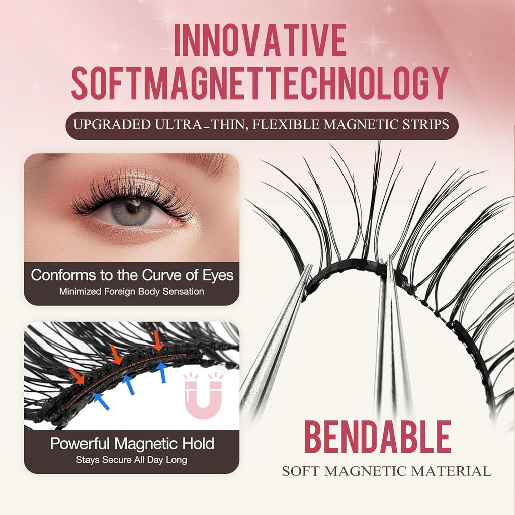 POOLJOY Hunnyfit Magnetic Lashes – Glue-Free, Natural Look, Reusable (Nature Series EA10+ EM10)