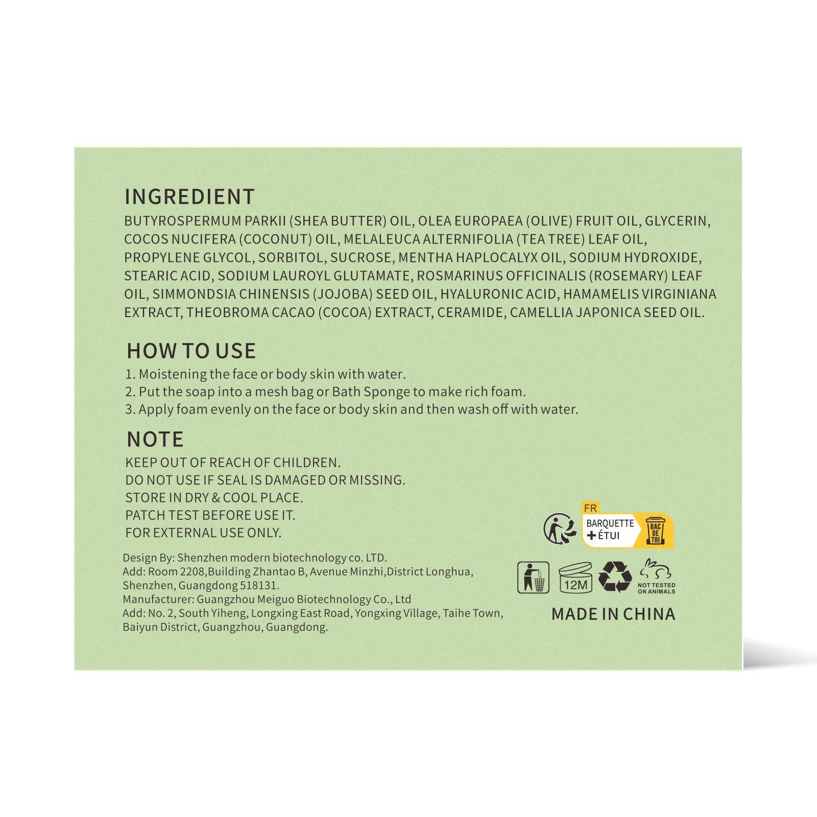 POP MODERN.C Tea Tree Oil Soap Bar – All-Natural Face & Body Wash Kit with Holder, Scrubber & Mesh Bag