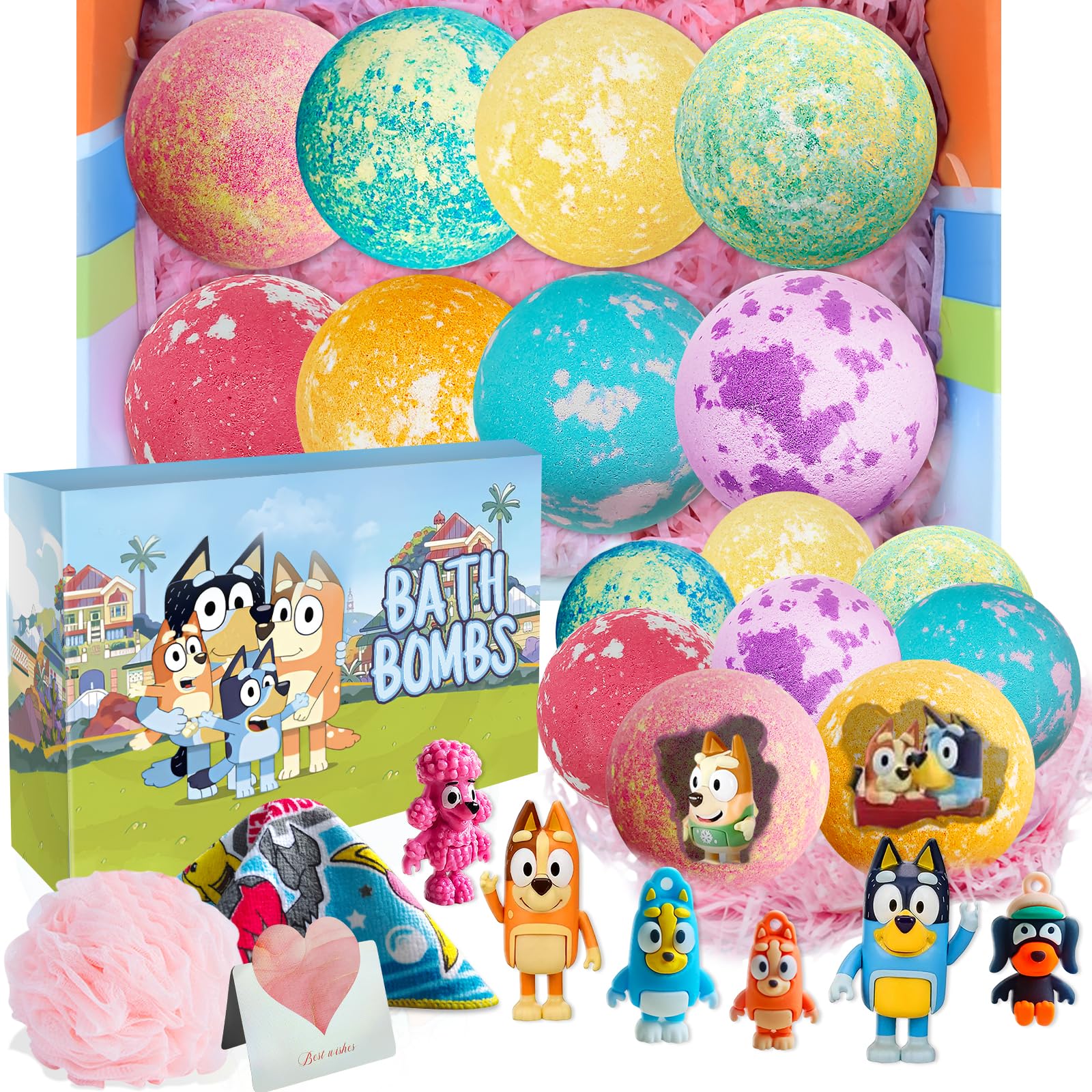 POPBATH Bath Bombs Blue Heeler Puppy – 8 Surprises Inside, Essential Oils, Gift Set