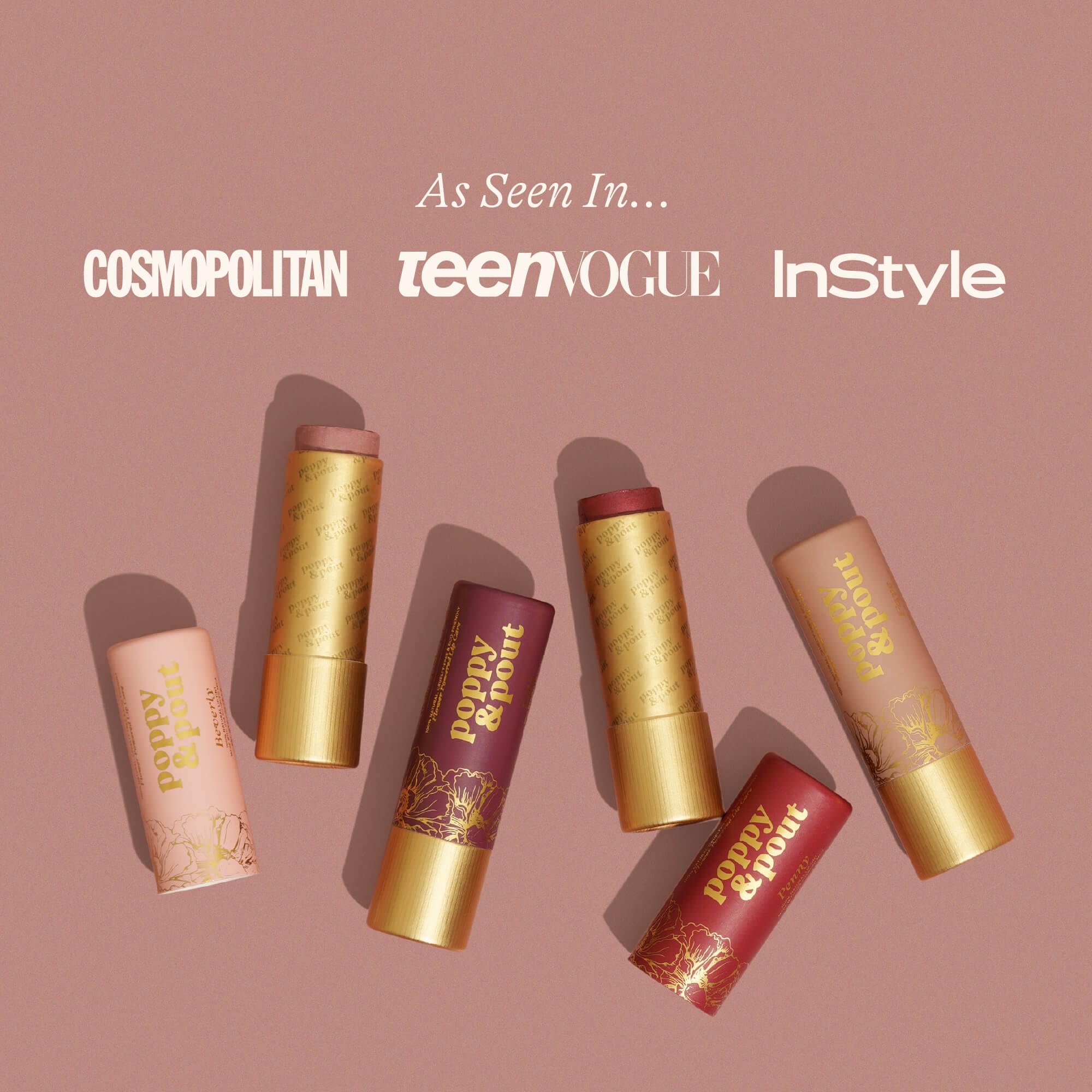 Poppy & Pout All Natural Lip Tints – Bare & Beautiful Trio | Cruelty Free, Sustainable Cardboard Tubes