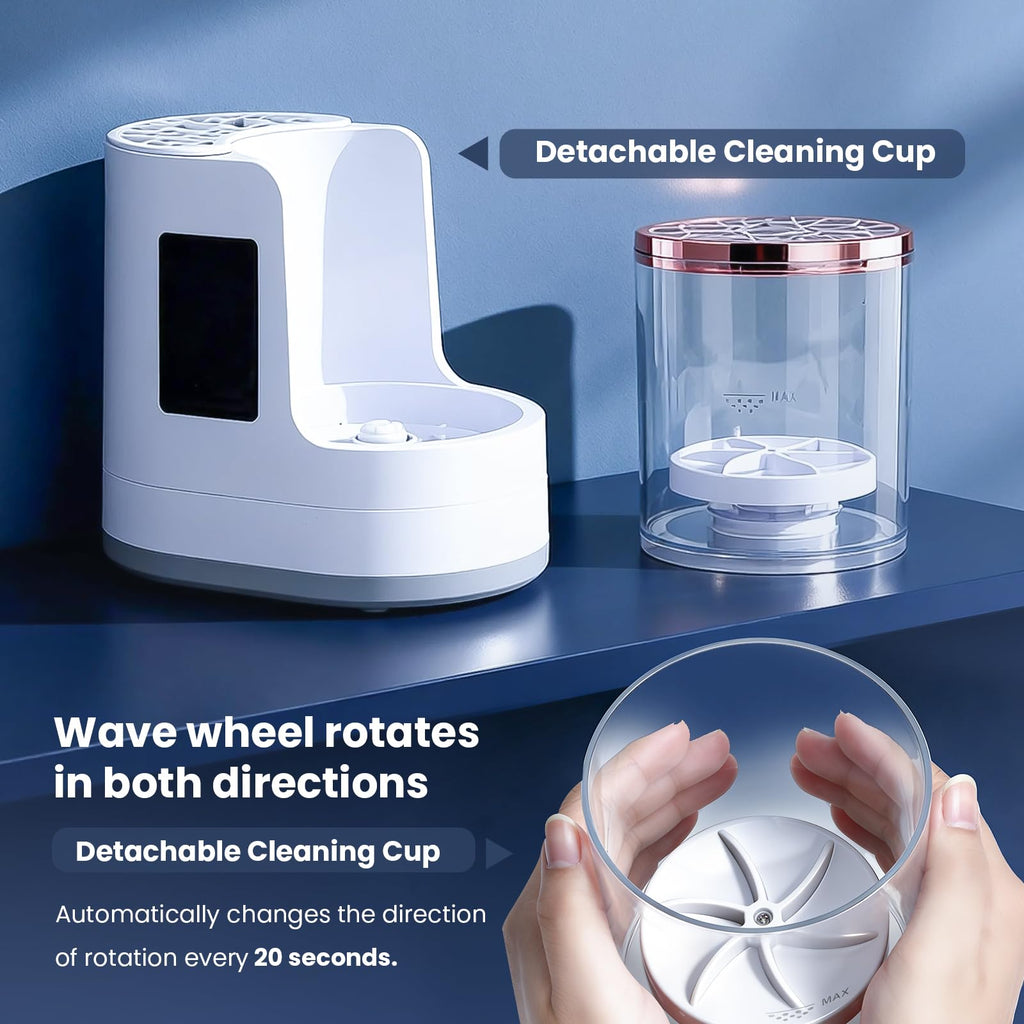 Poputra Electric Makeup Brush Cleaner Machine with Drying Function | Smart Touch & USB