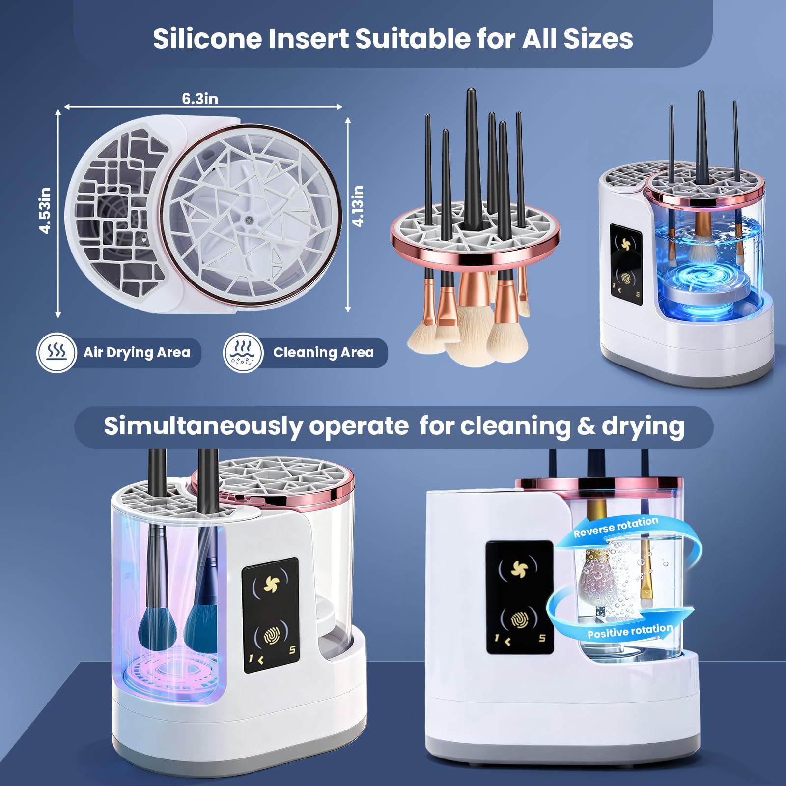 Poputra Electric Makeup Brush Cleaner Machine with Drying Function | Smart Touch & USB