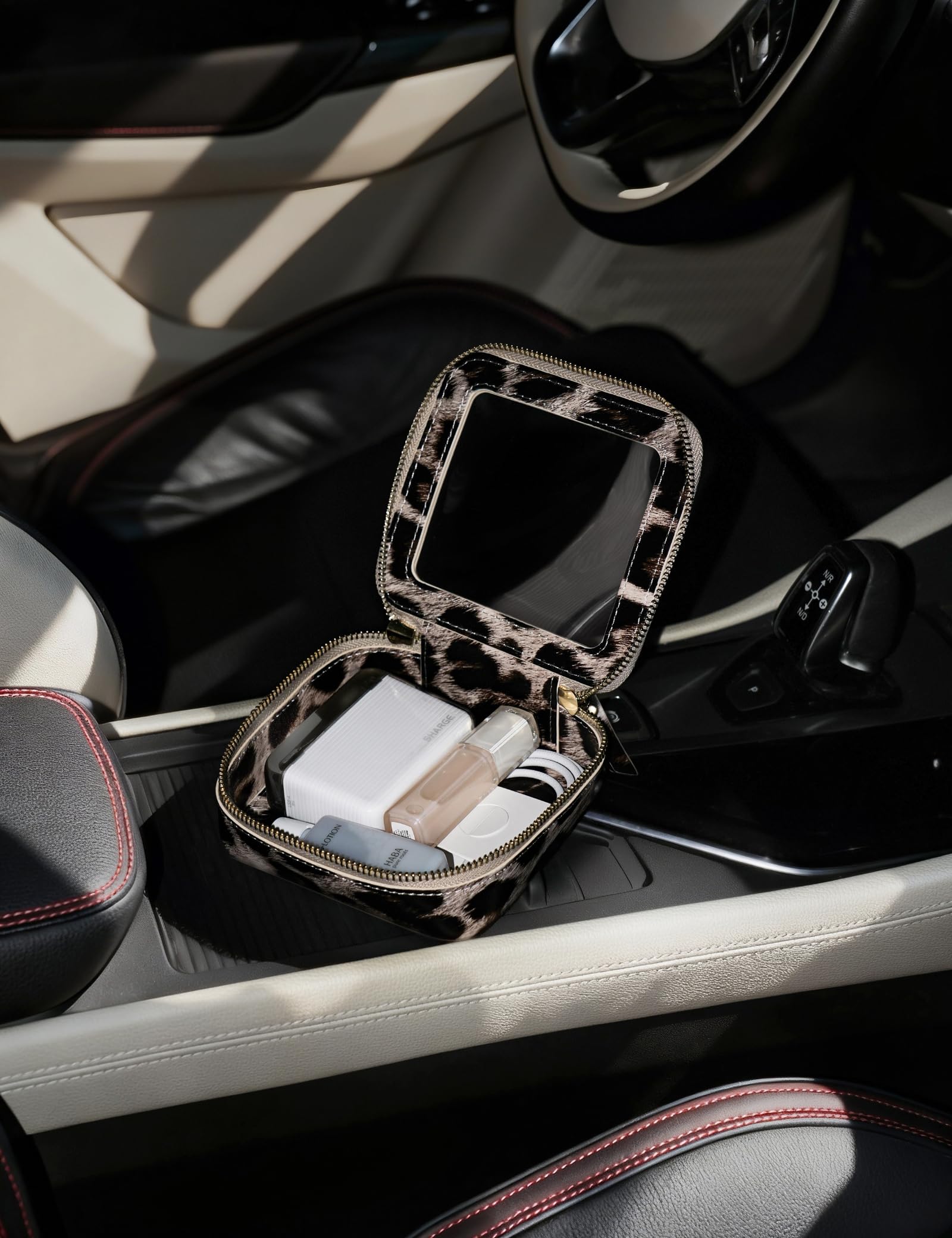 Popvibe Clear Leopard Makeup Bag – Compact Faux Leather Pouch for Purse, Travel & On-the-Go Essentials
