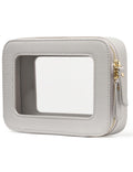 Popvibe Clear Makeup Case – TSA-Approved Transparent Cosmetic Bag, Beige Grey, Travel Medium