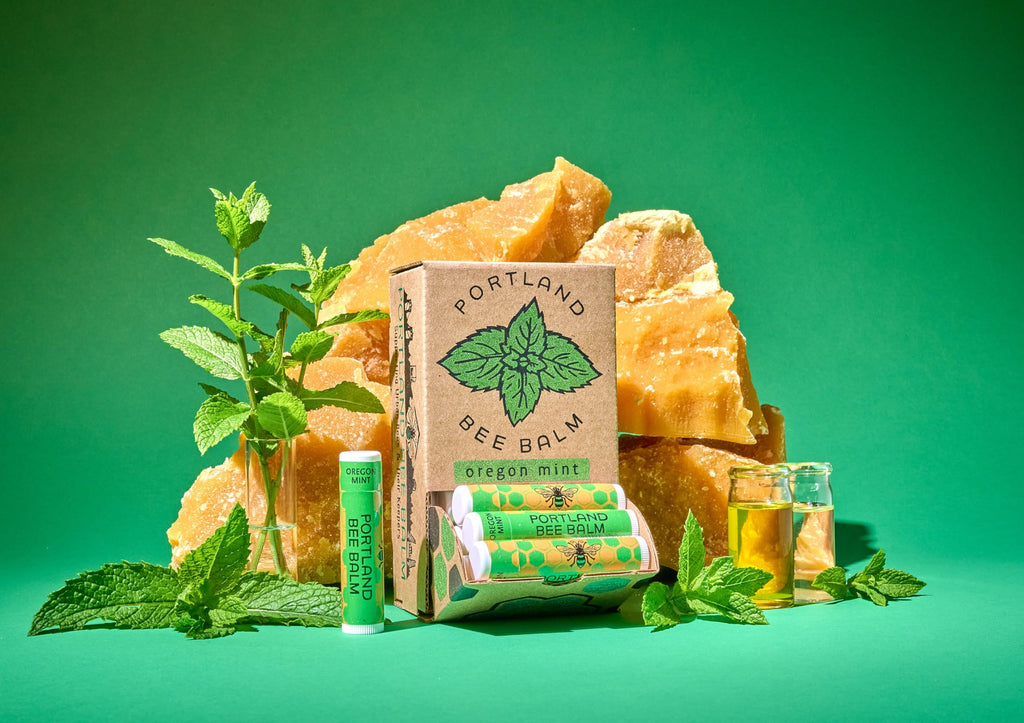 Portland Bee Balm All Natural Handmade Beeswax Based Lip Balm – Oregon Mint 24 Count