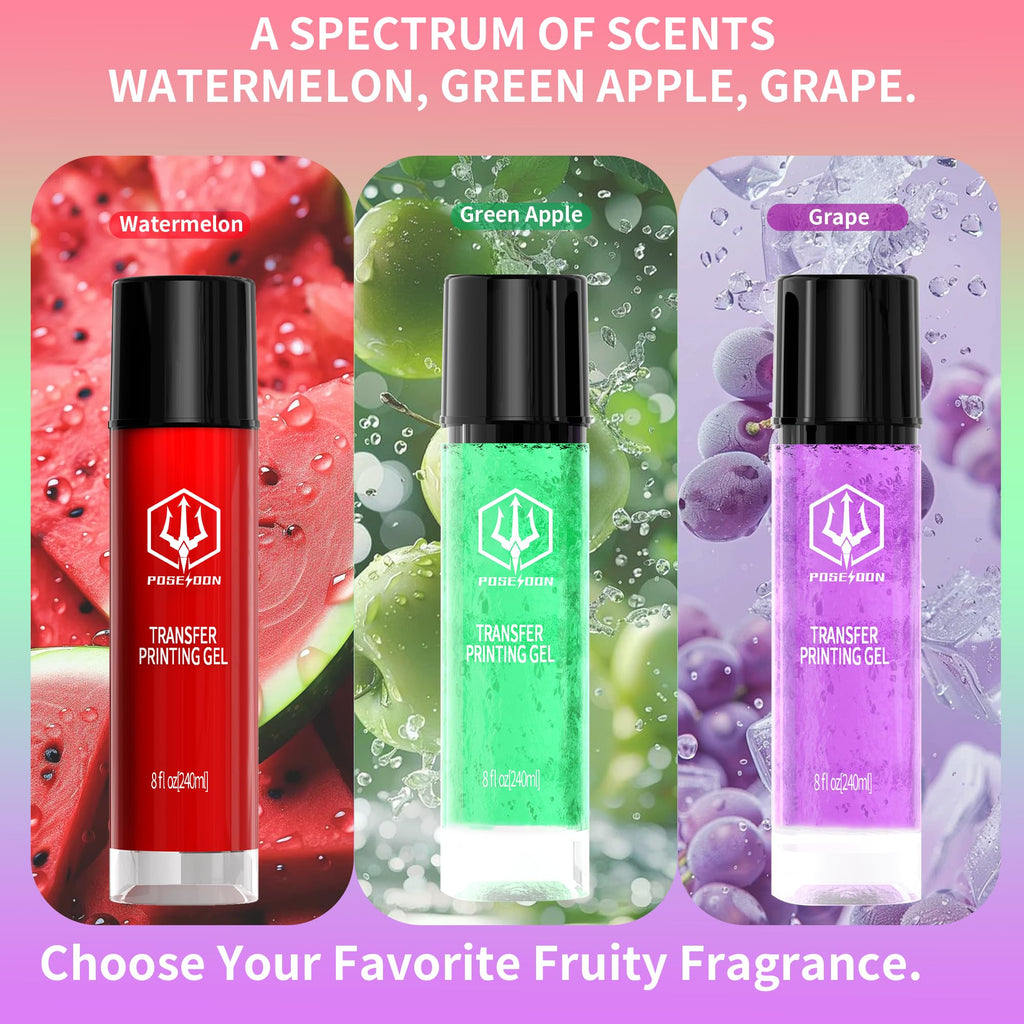 POSEIDON Tattoo Stencil Transfer Gel — 8 oz, Long-Lasting & Smudge-Proof, Watermelon Scent