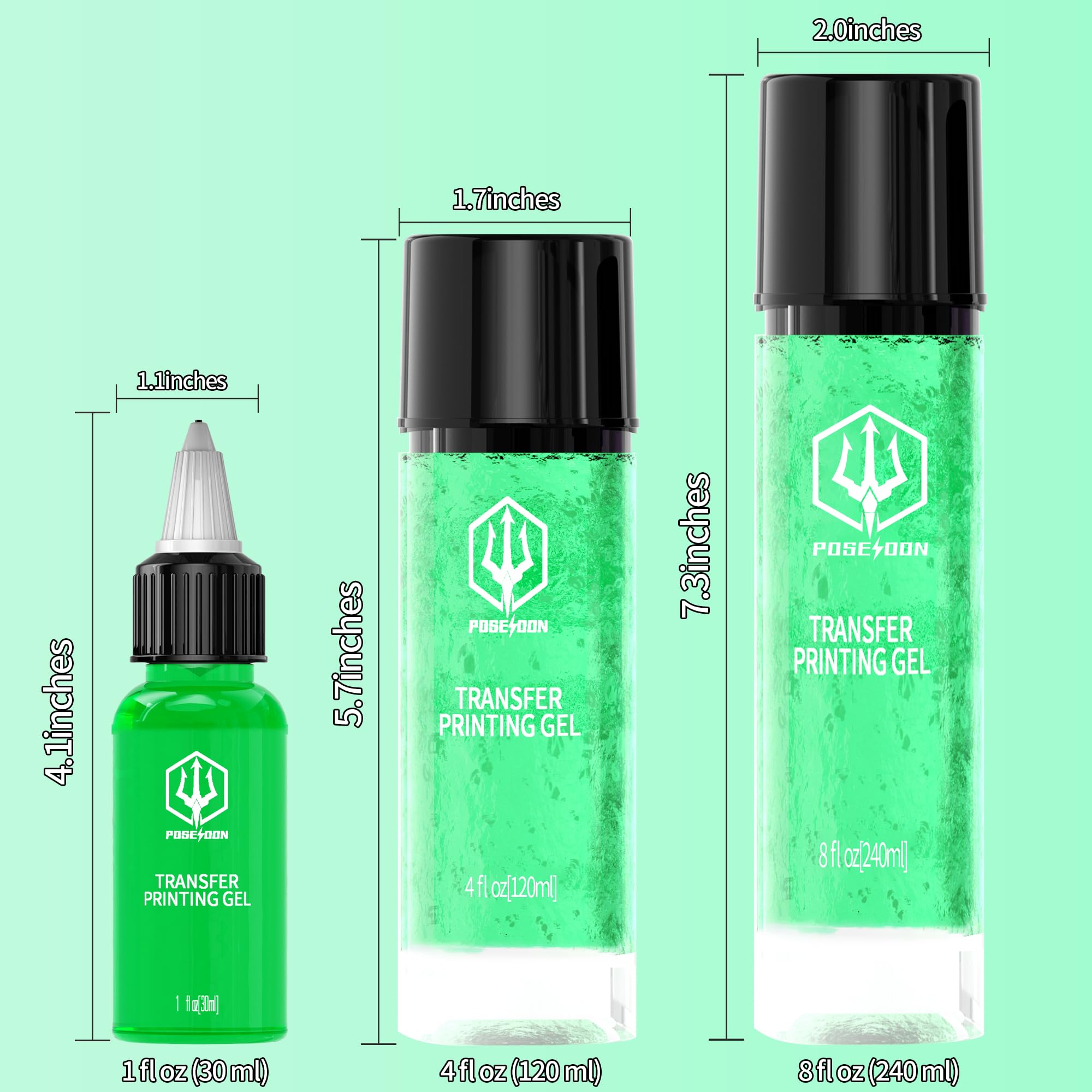 POSEIDON Tattoo Stencil Transfer Gel — 8 oz, Long-Lasting & Smudge-Proof, Watermelon Scent