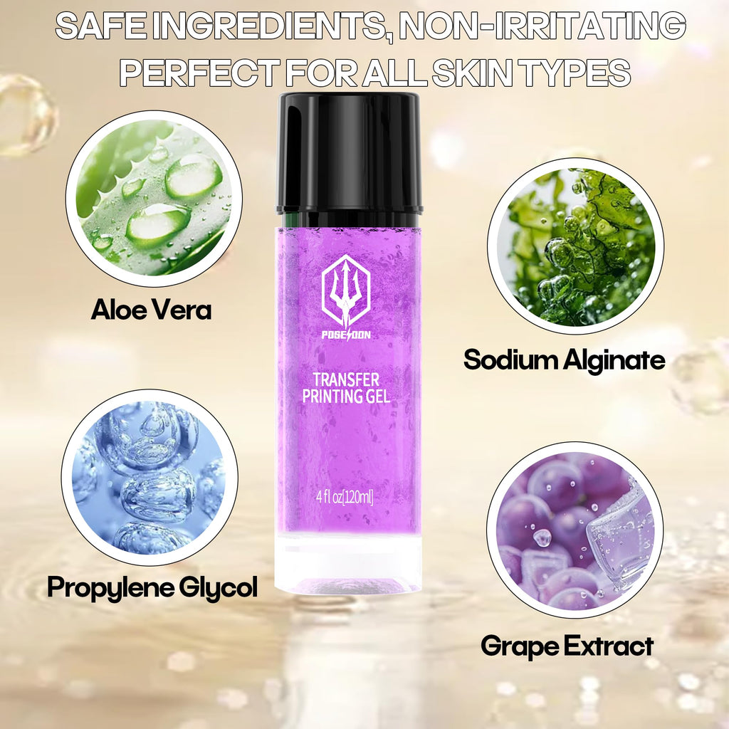 POSEIDON Tattoo Stencil Transfer Gel – Long-Lasting, Smudge-Proof, Juicy Grape Scent (4 fl oz / 120 ml)