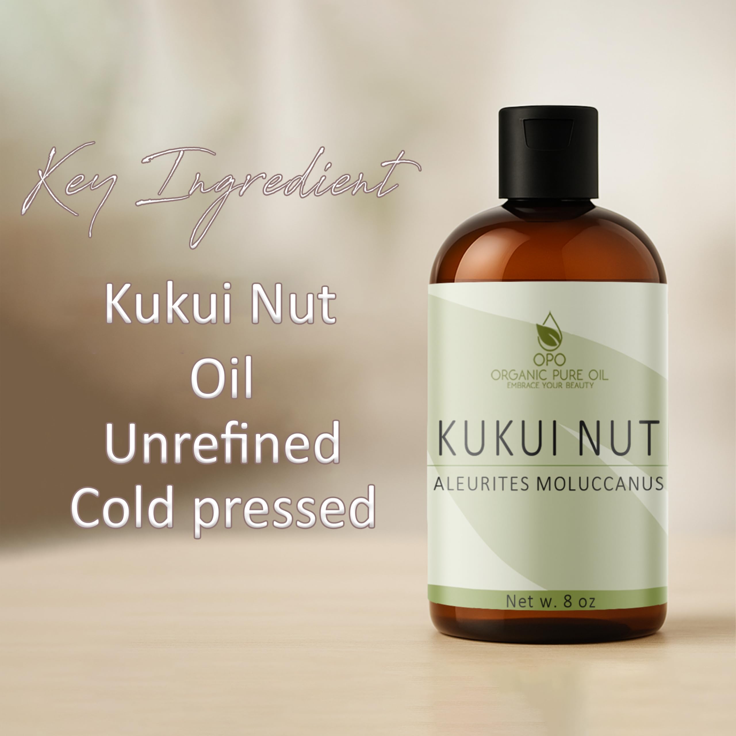 Pousutong Kukui Nut Oil – 8 oz Pure Carrier Oil for Hair & Skin