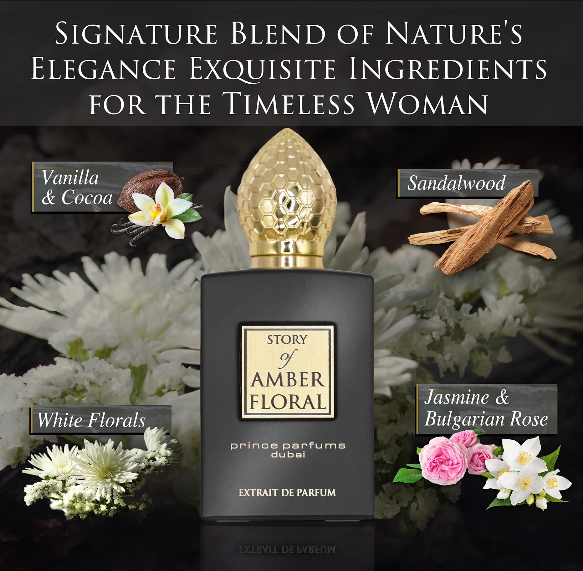 Amber Floral by Prince Parfums Dubai – 3.4 oz Women’s Extrait de Parfum