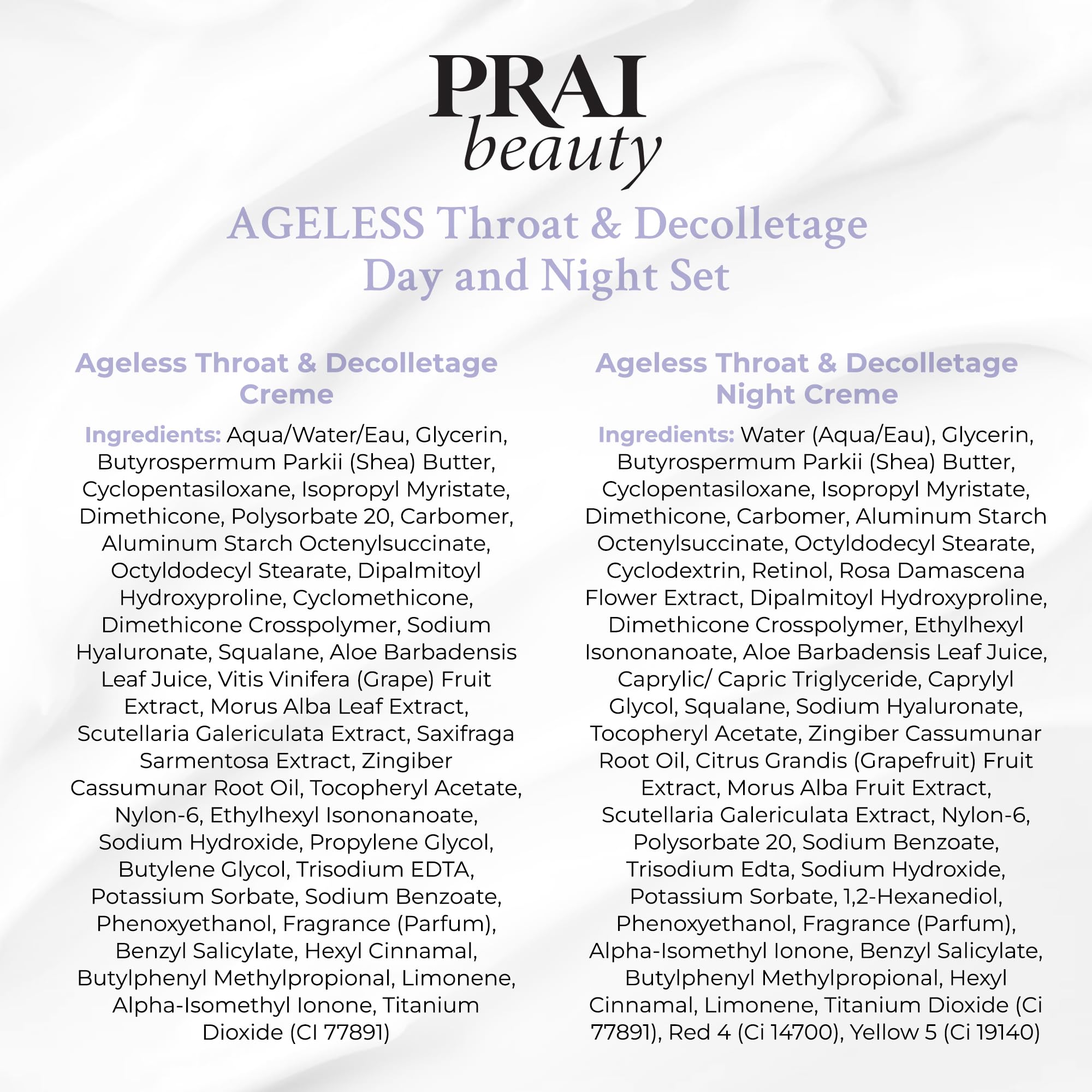 PRAI Beauty Ageless Day & Night Neck Creme Set | 4.0 oz Each