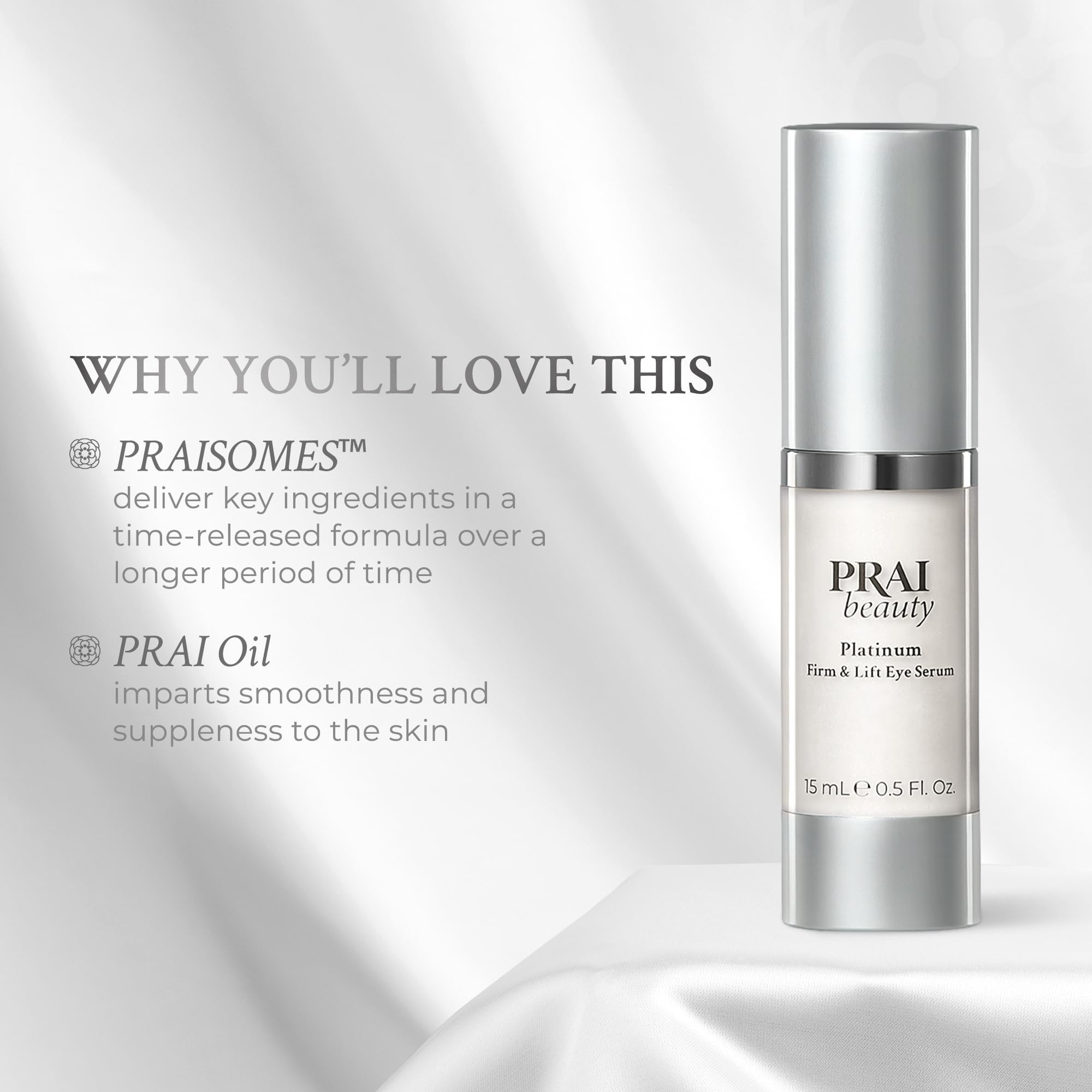 PRAI Beauty Platinum Firm and Lift Eye Serum | Hydrating Eye Care 0.5 oz