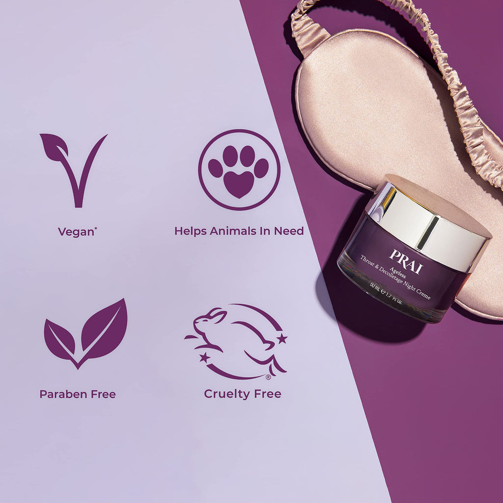 PRAI Beauty Ageless Throat & Decolletage Night Creme — Neck Firming Cream with Retinol | 4 oz | Cruelty-Free