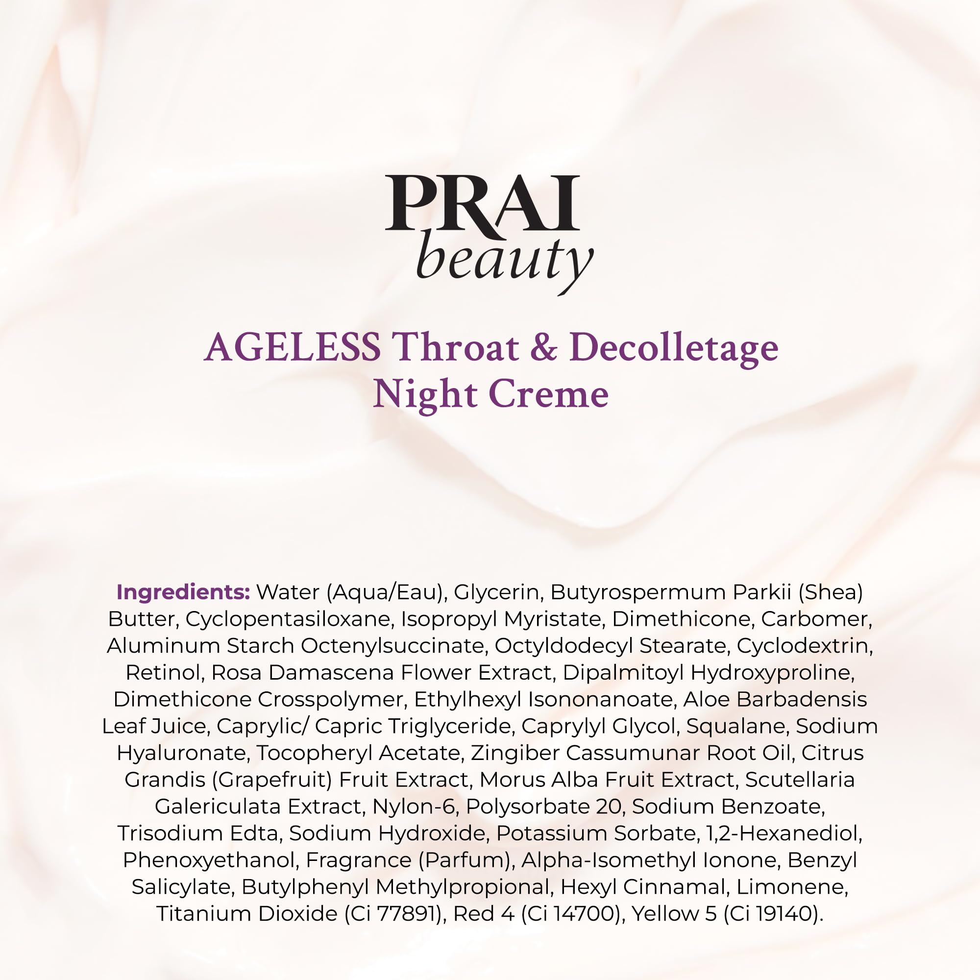 PRAI Beauty Ageless Throat & Decolletage Night Creme — Neck Firming Cream with Retinol | 4 oz | Cruelty-Free
