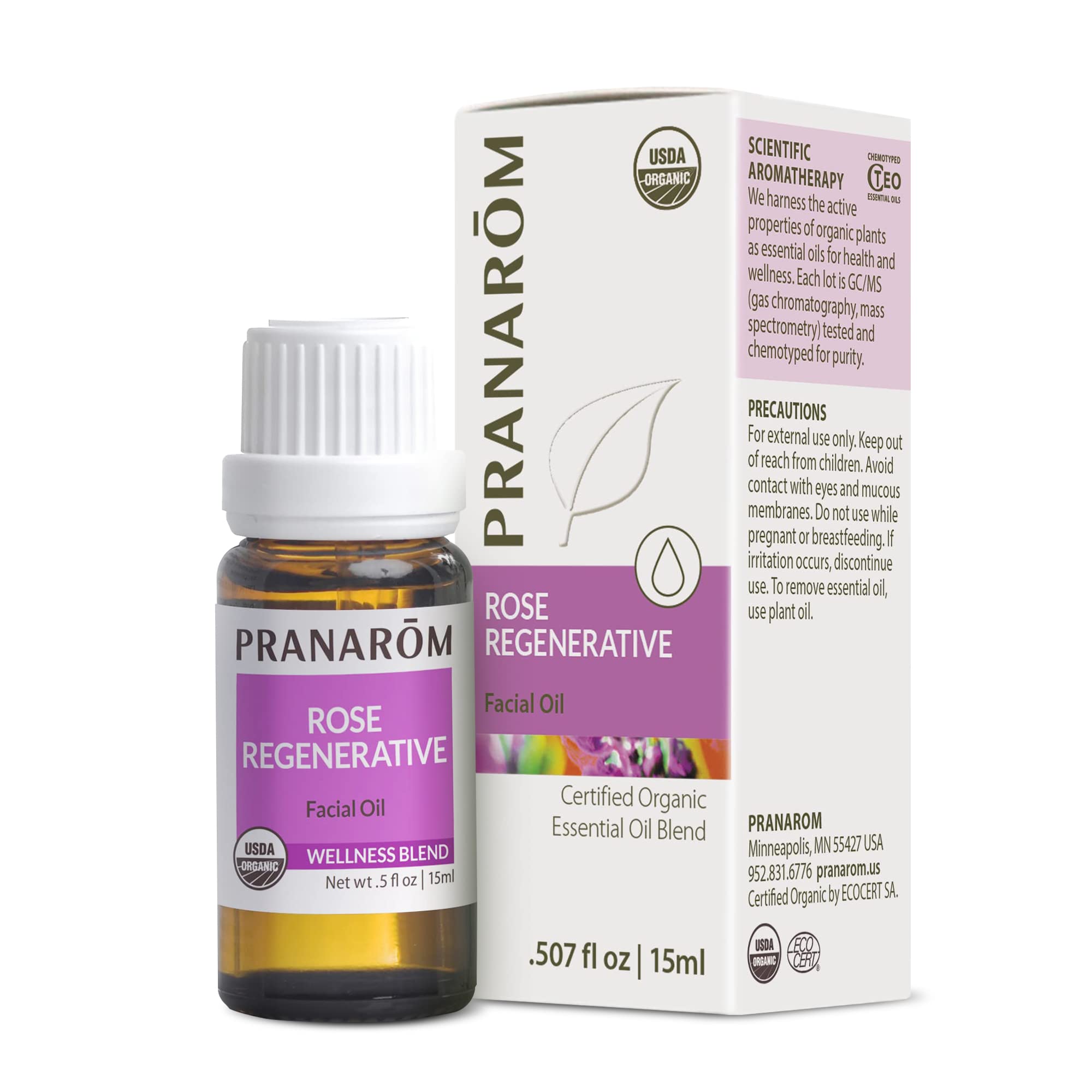 Pranarom Rose Regenerative Facial Essential Oil Blend (5ml) – Organic, 100% Pure for Skincare